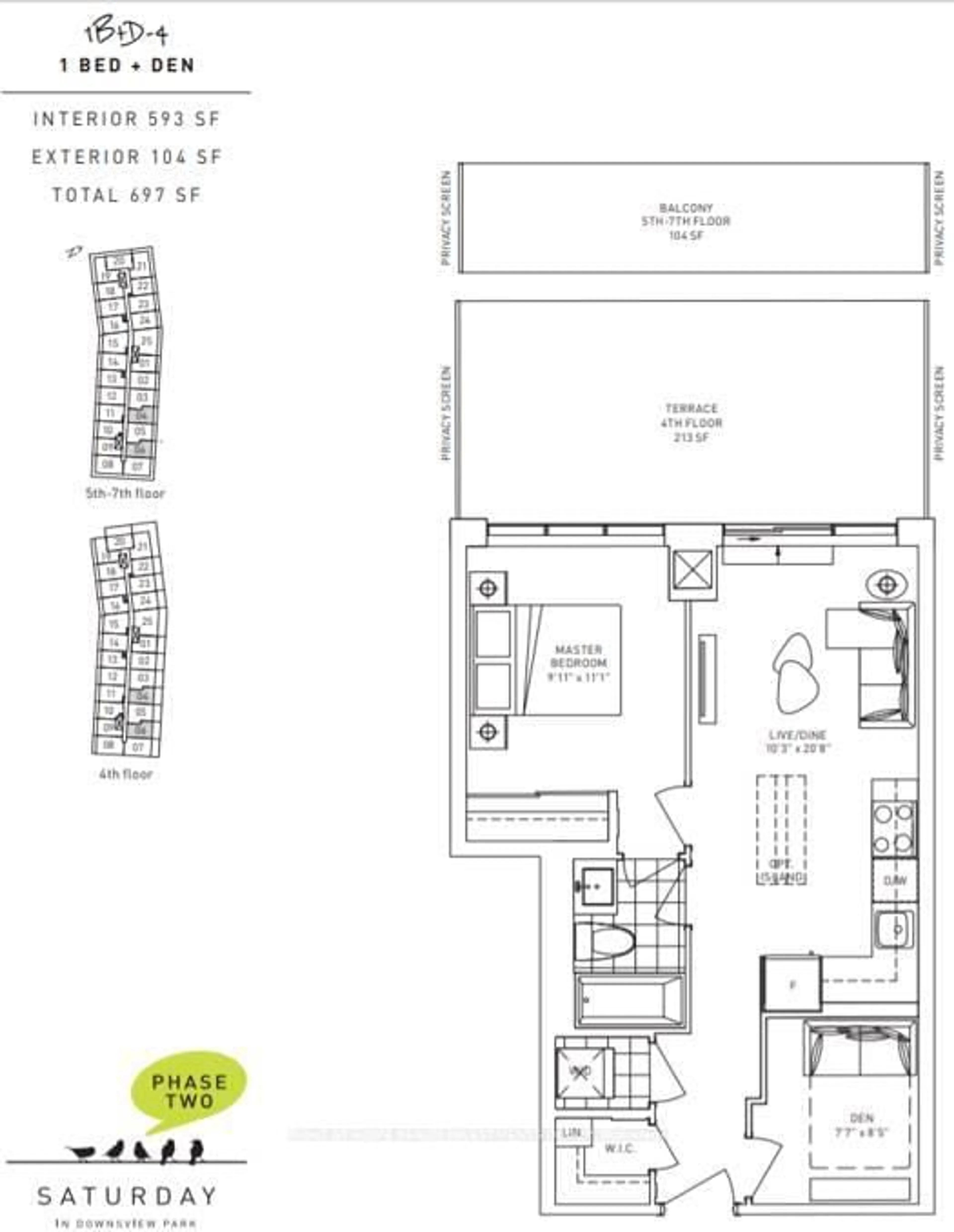 Floor plan for 60 George Butchart Dr #506, Toronto Ontario M3K 0E1