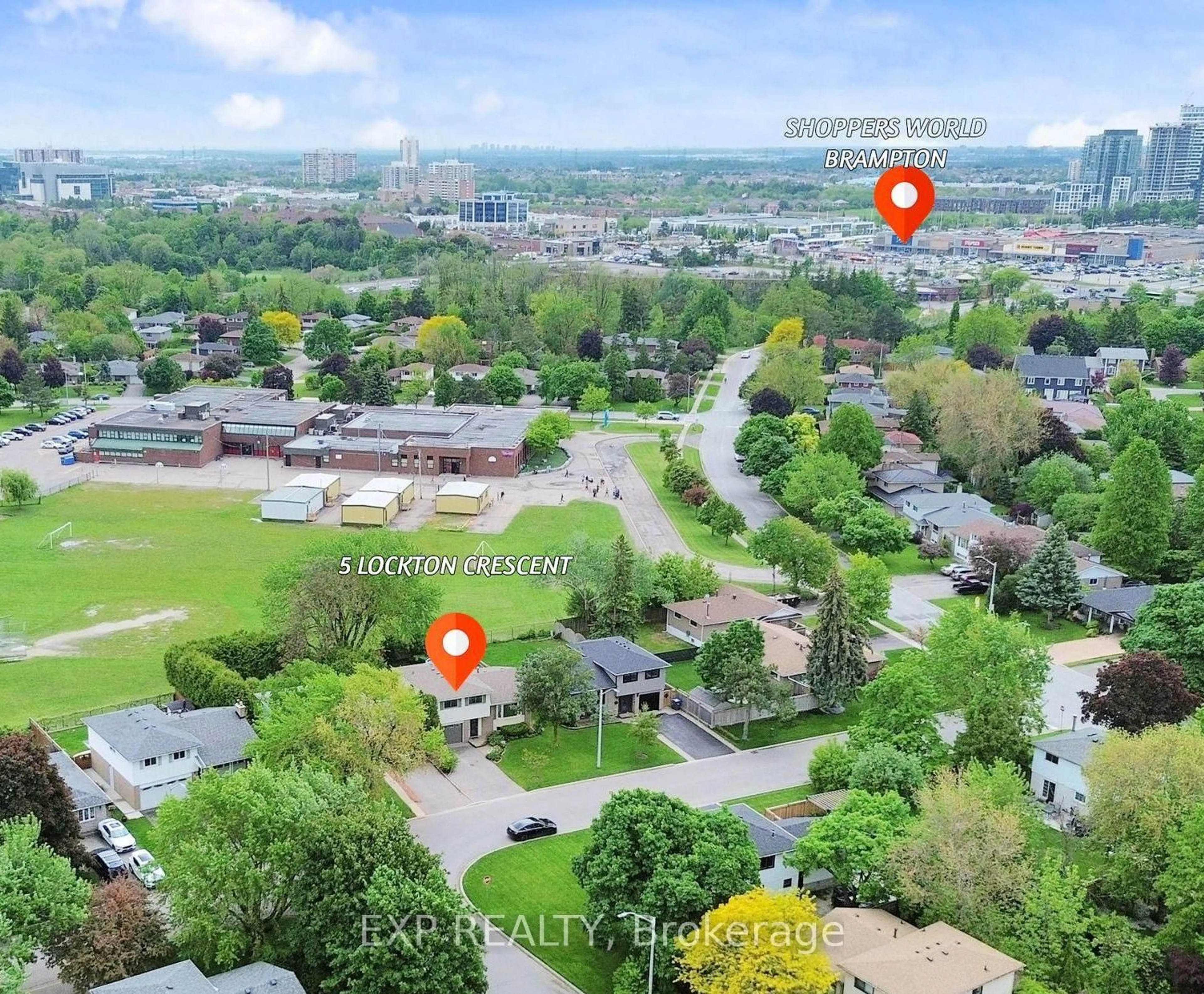 A pic from outside/outdoor area/front of a property/back of a property/a pic from drone, unknown for 5 Lockton Cres, Brampton Ontario L6W 1C2