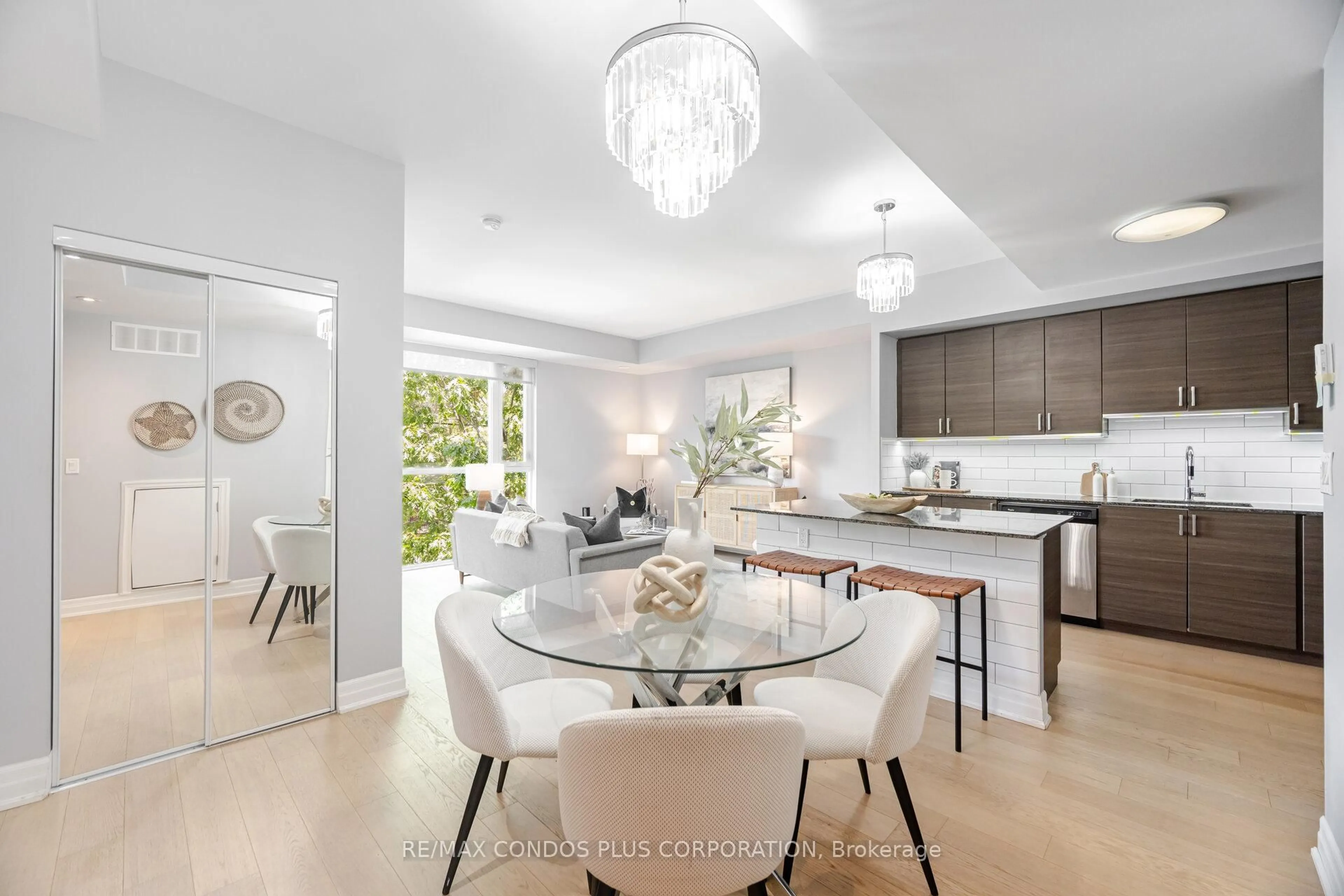 Open concept kitchen, ceramic/tile floor for 63 Ruskin Ave #203, Toronto Ontario M6P 3P7