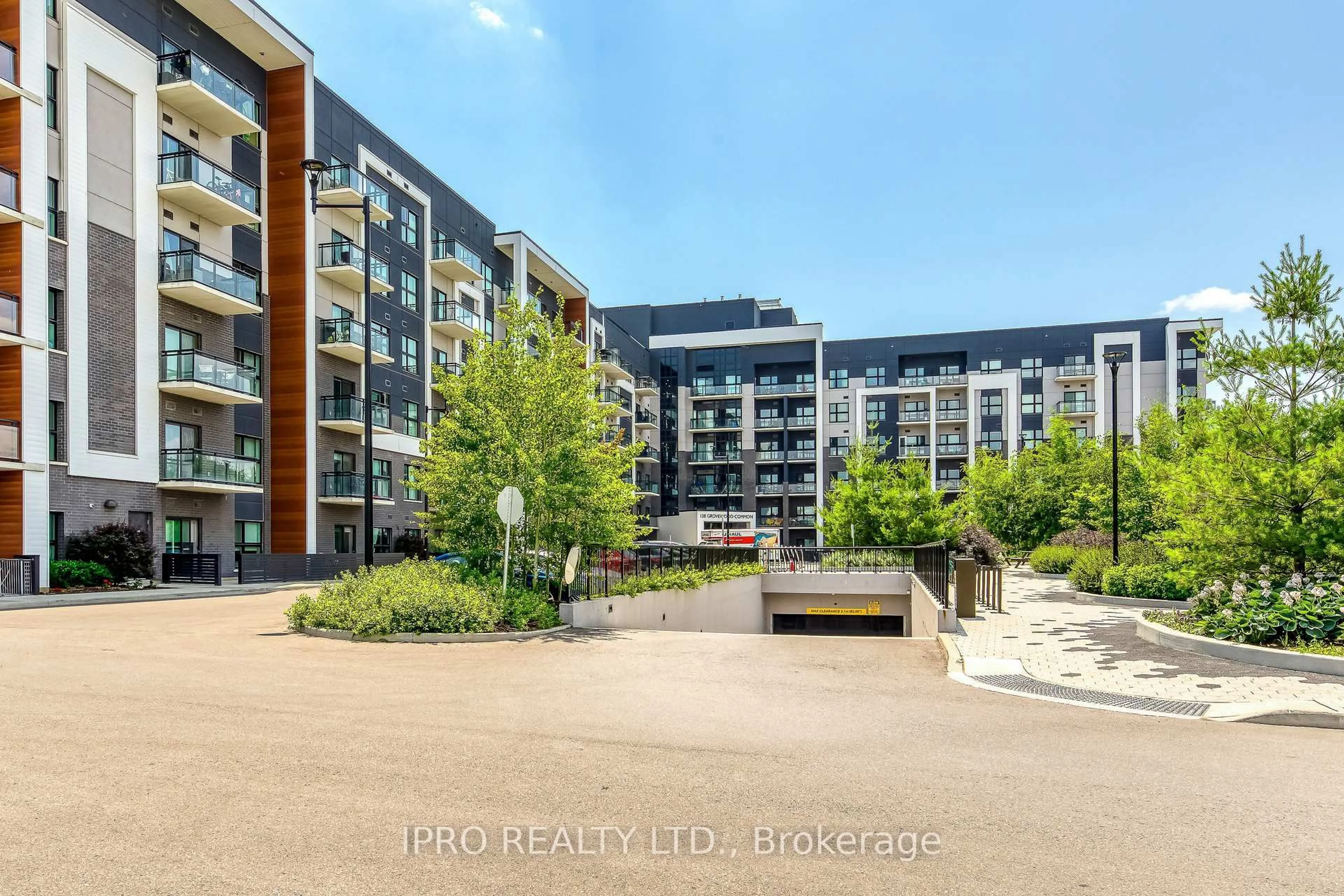 A pic from outside/outdoor area/front of a property/back of a property/a pic from drone, city buildings view from balcony for 128 GROVEWOOD Common #205, Oakville Ontario L6H 0X3