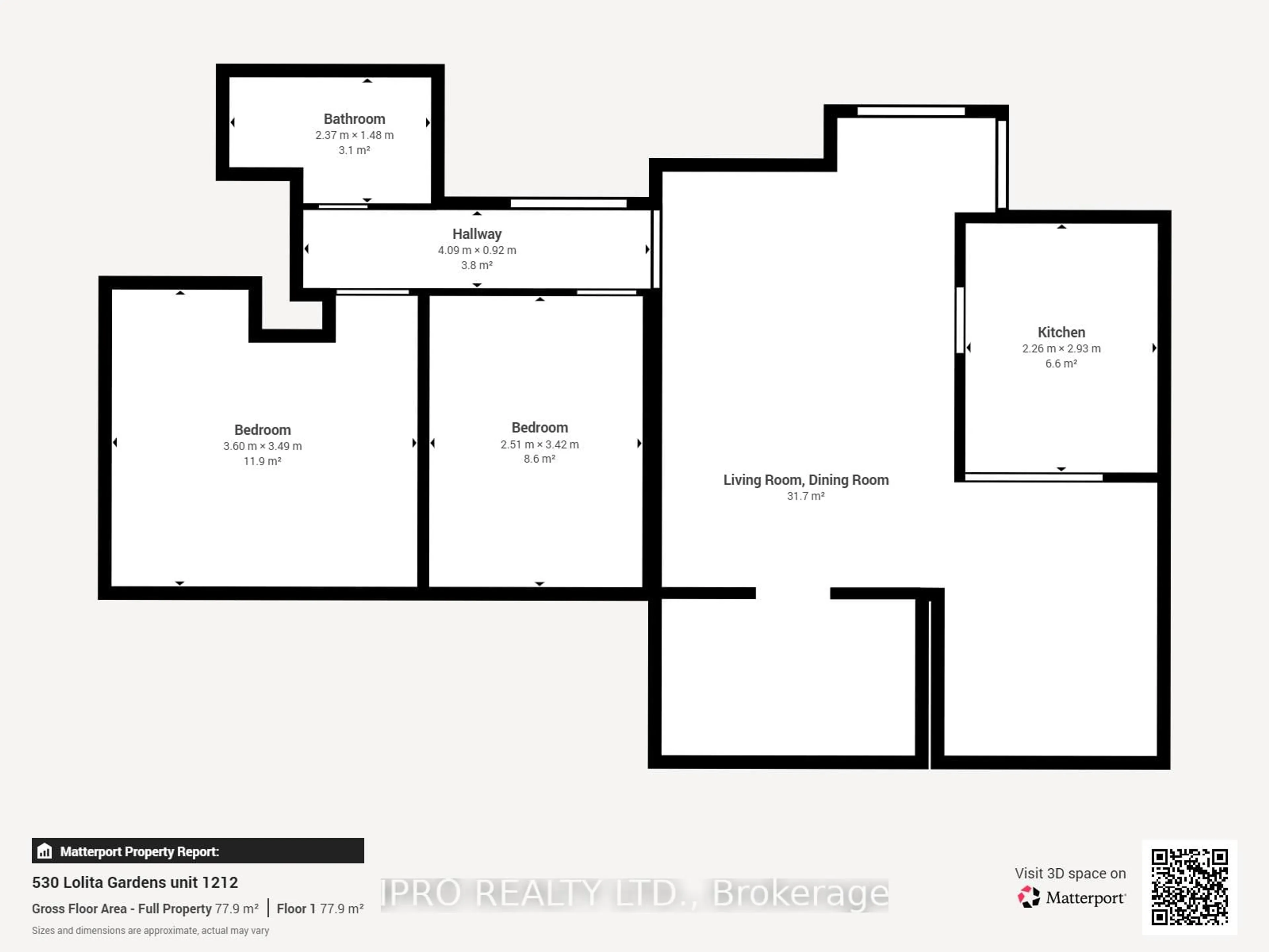 Floor plan for 530 Lolita Gdns #1212, Mississauga Ontario L5A 3T2