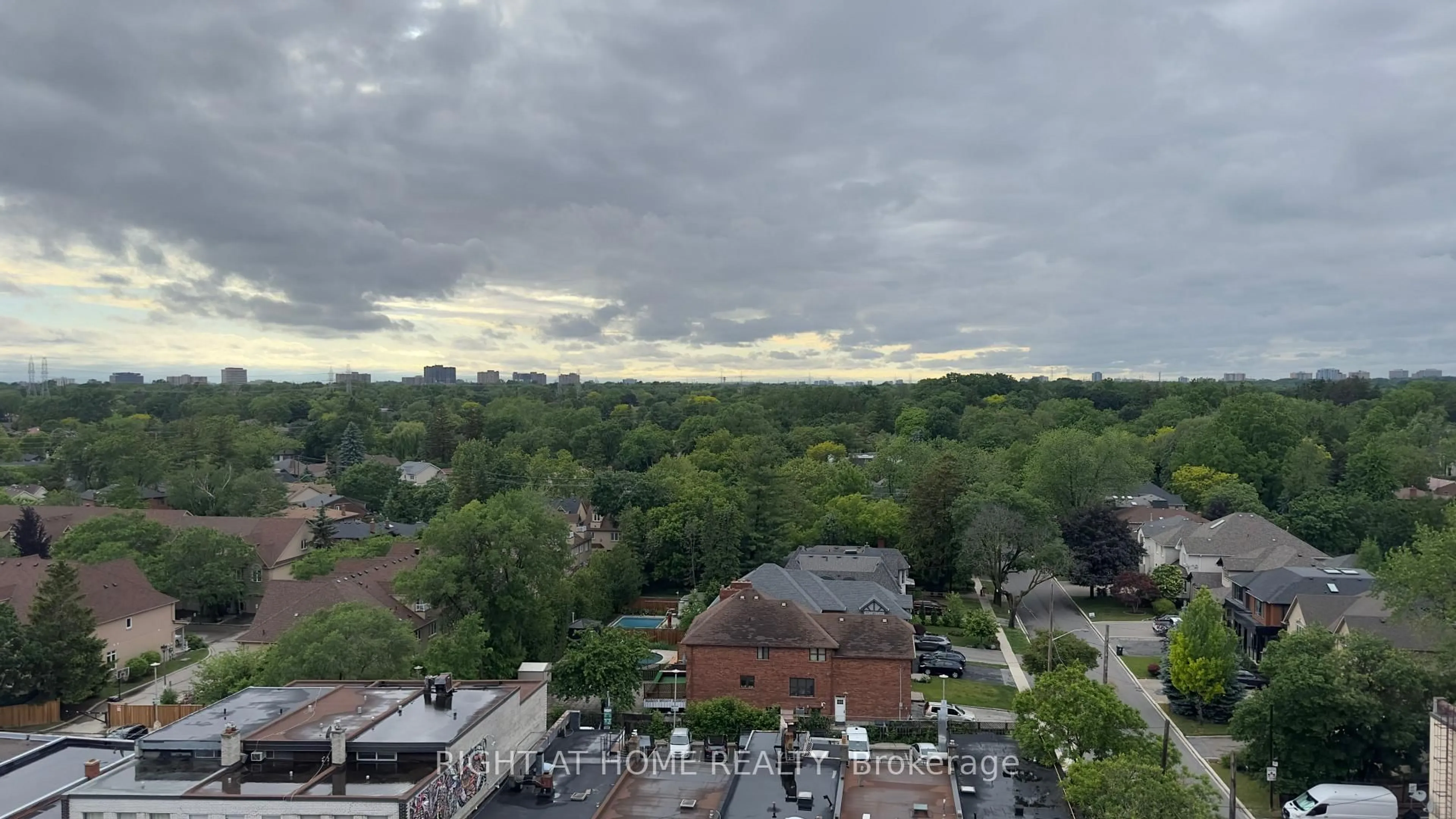 A pic from outside/outdoor area/front of a property/back of a property/a pic from drone, city buildings view from balcony for 5101 Dundas St #902, Toronto Ontario M9A 1C1