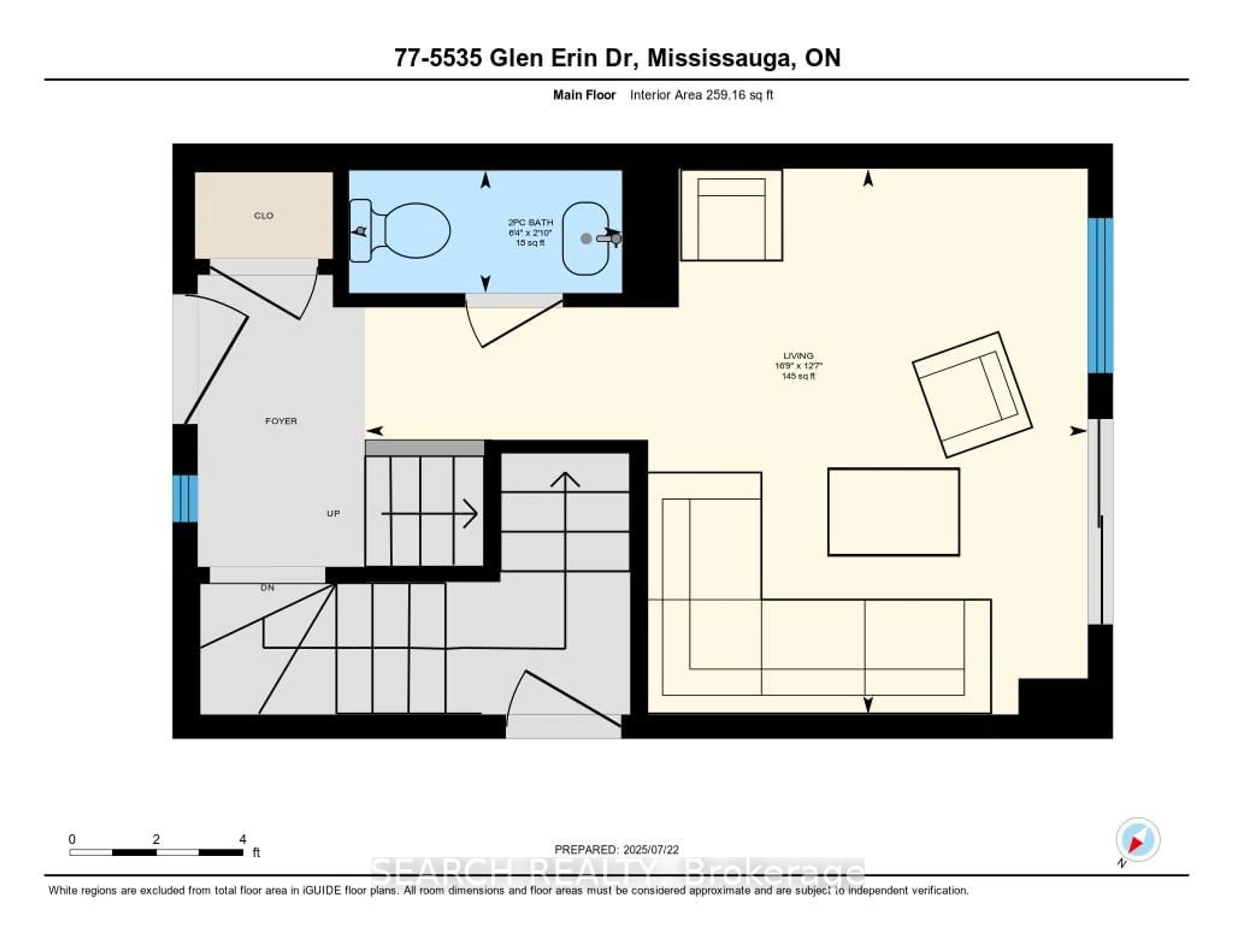 Floor plan for 5535 Glen Erin Dr #77, Mississauga Ontario L5M 6H1