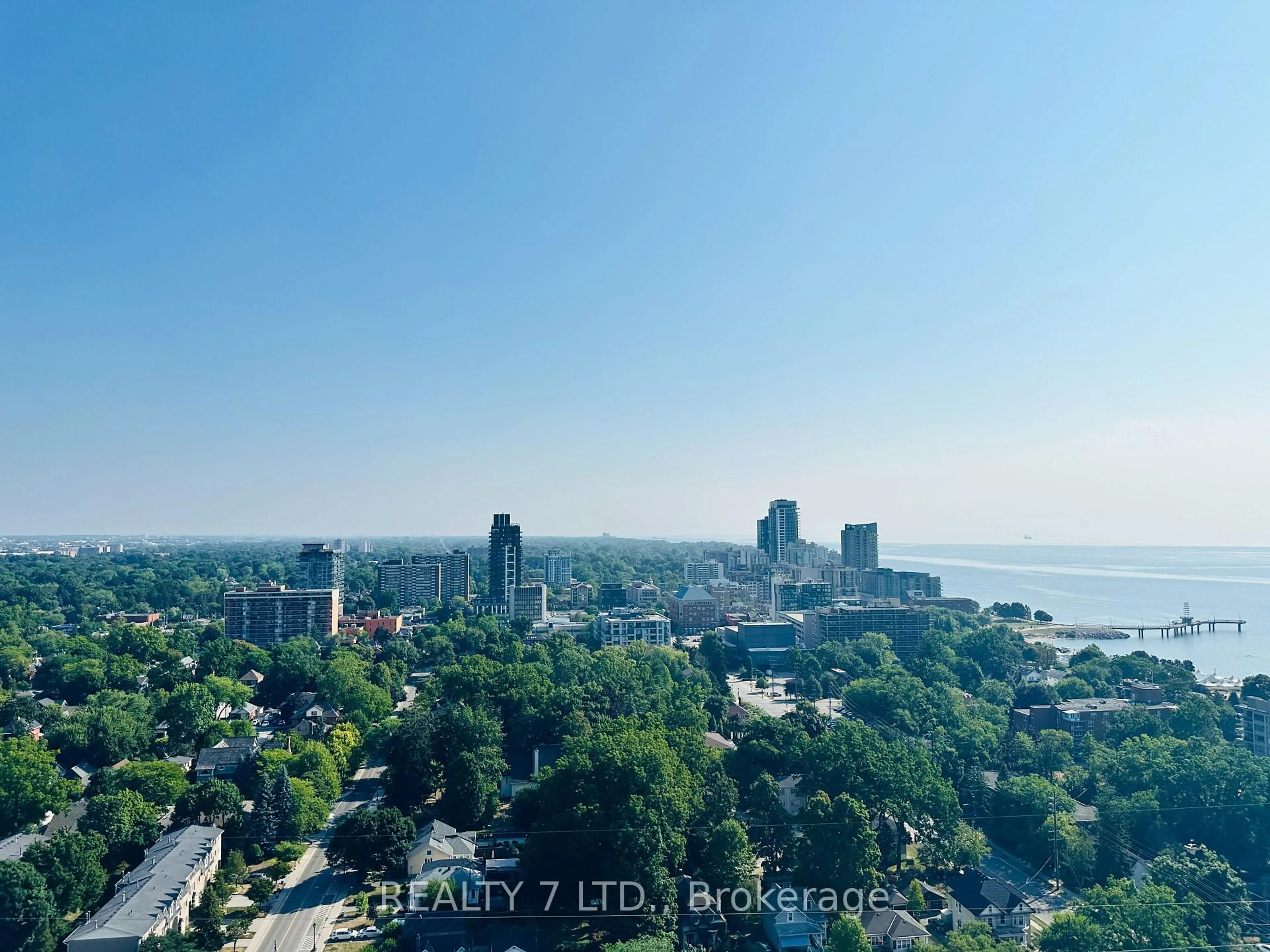 A pic from outside/outdoor area/front of a property/back of a property/a pic from drone, city buildings view from balcony for 500 Brock Ave #1701, Burlington Ontario L7S 0A5