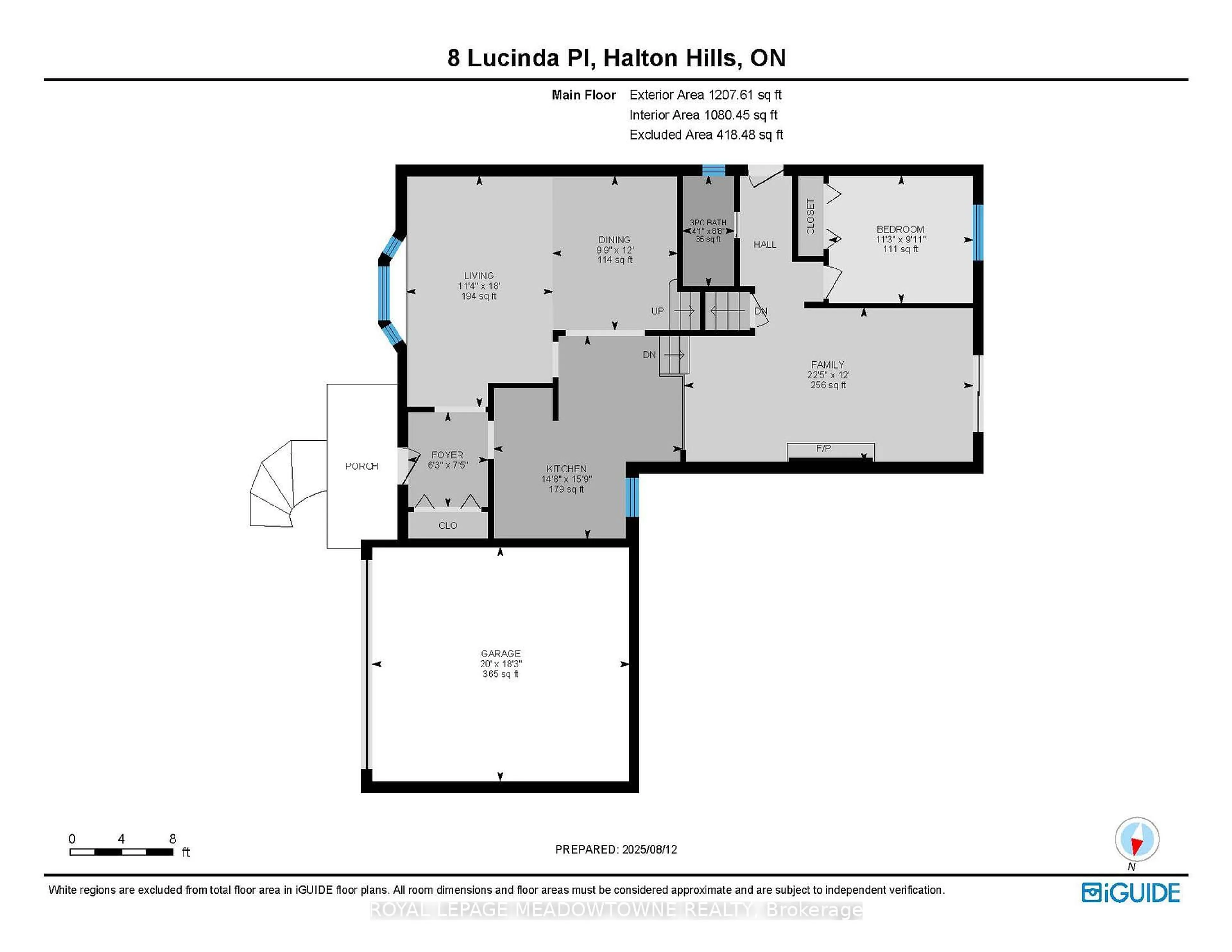 Floor plan for 8 Lucinda Pl, Halton Hills Ontario L7G 1J9