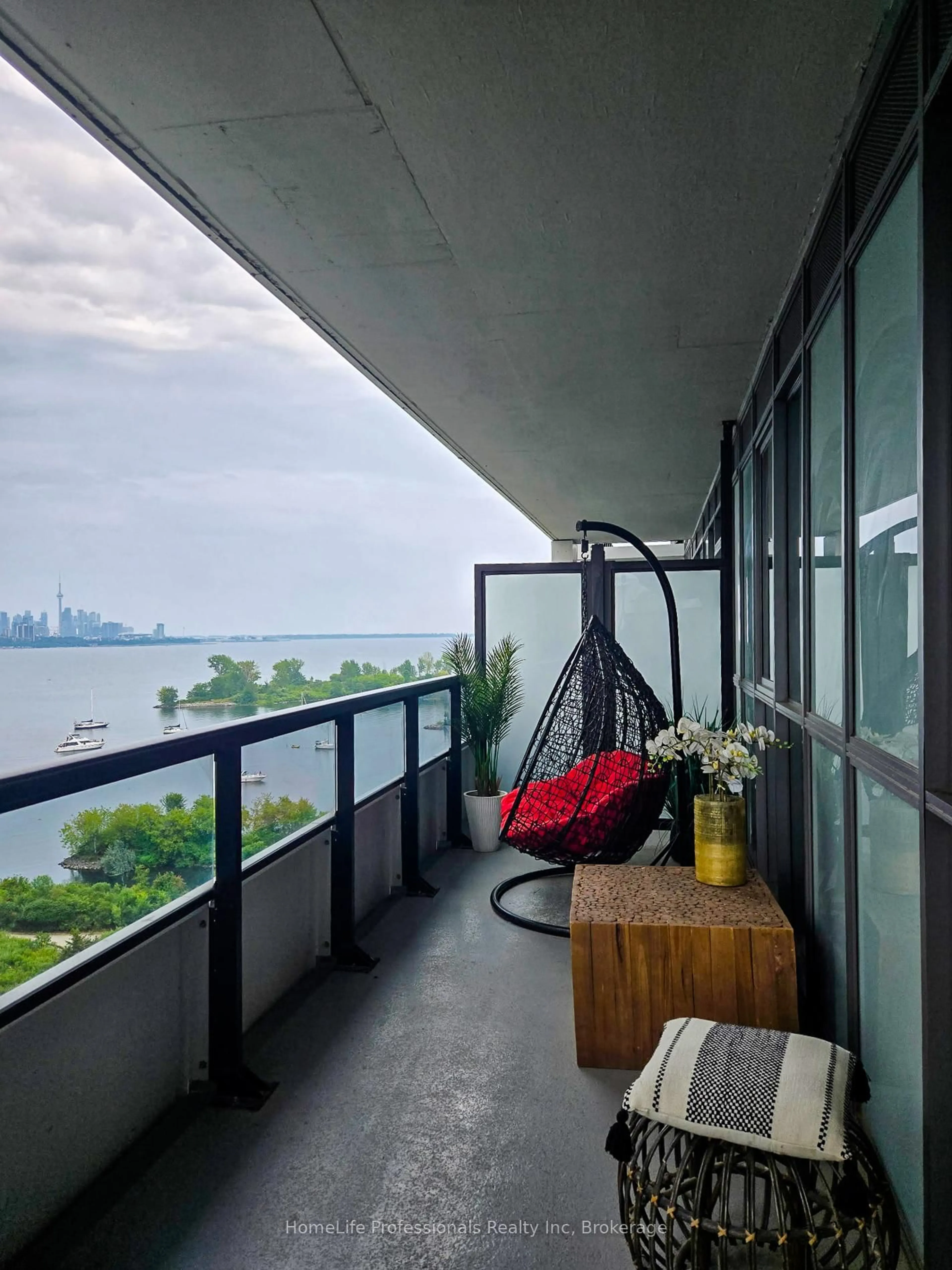 Balcony in the apartment, water/lake/river/ocean view for 65 Annie Craig Dr #1006, Toronto Ontario M8V 0G3
