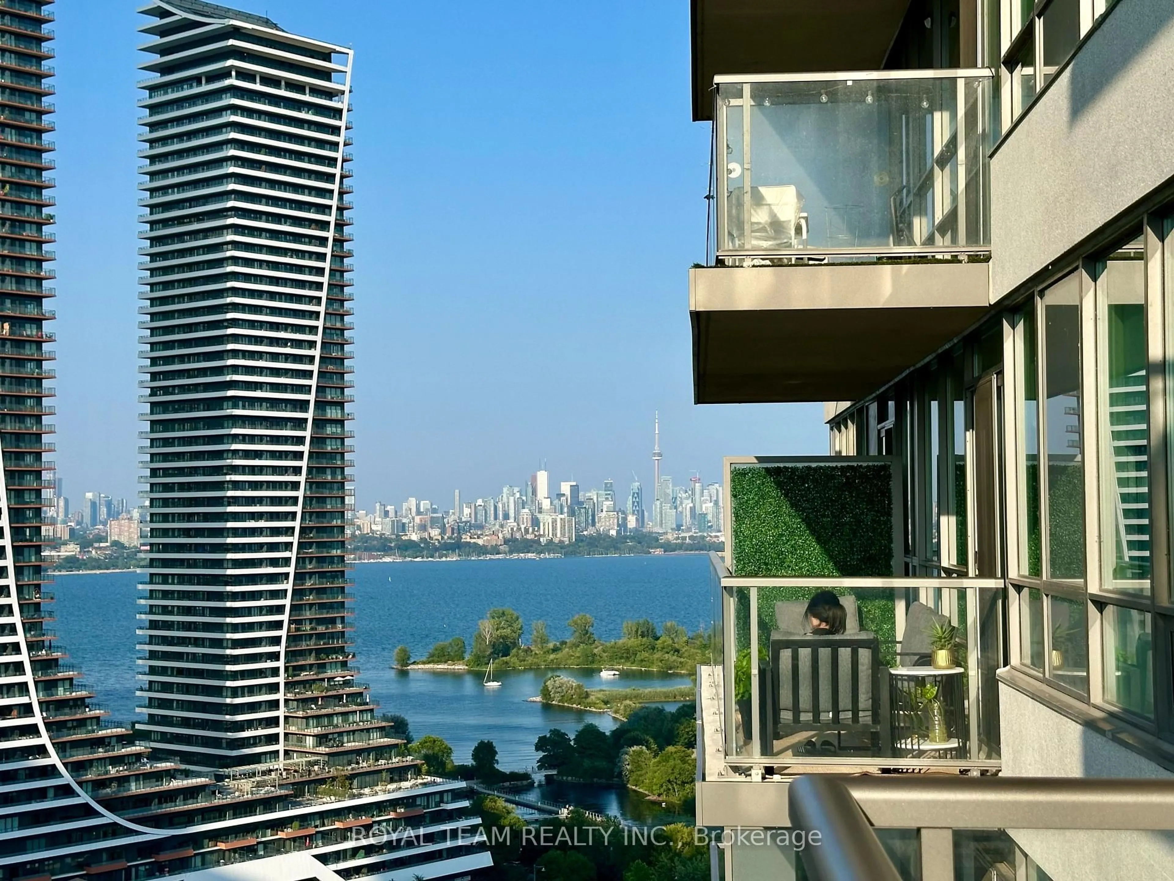 Balcony in the apartment, city buildings view from balcony for 2230 Lake Shore Blvd #2504, Toronto Ontario M8V 0B2