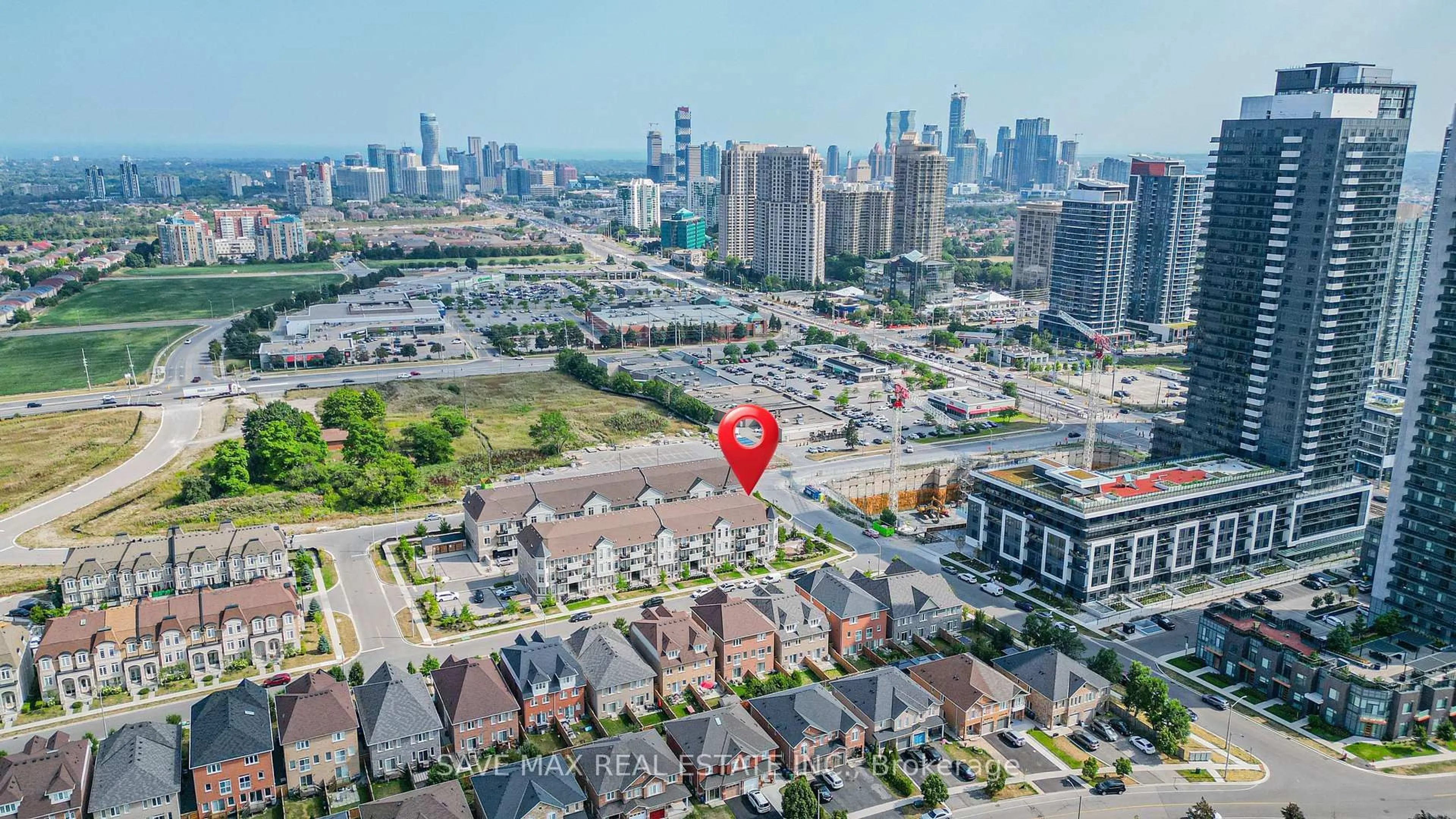 A pic from outside/outdoor area/front of a property/back of a property/a pic from drone, city buildings view from balcony for 62 Preston Meadow Ave #2, Mississauga Ontario L4Z 1B1