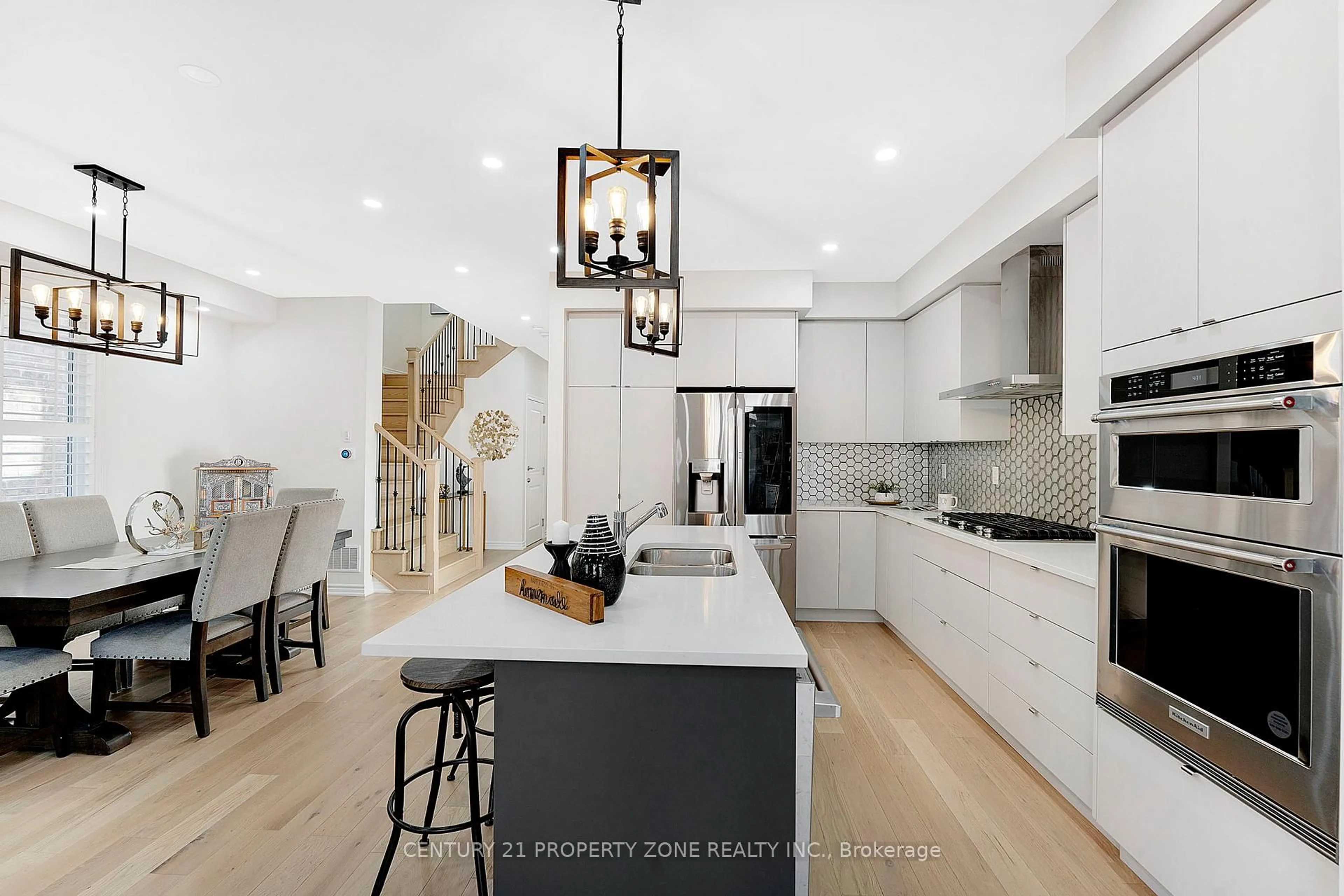 Open concept kitchen, ceramic/tile floor for 458 Bergamot Ave, Milton Ontario L9E 1T8