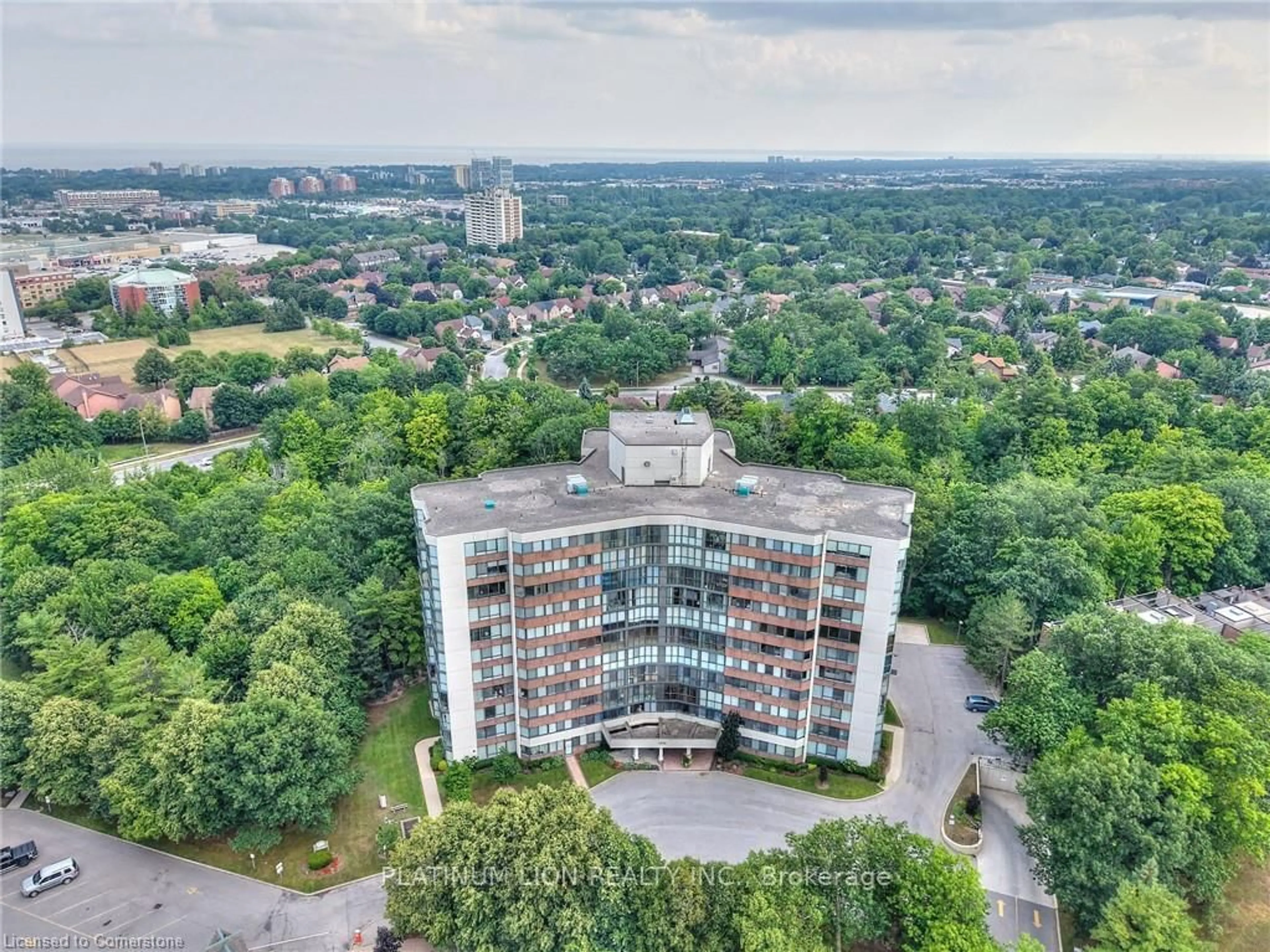 A pic from outside/outdoor area/front of a property/back of a property/a pic from drone, city buildings view from balcony for 1240 Marlborough Crt #504, Oakville Ontario L6H 3K7