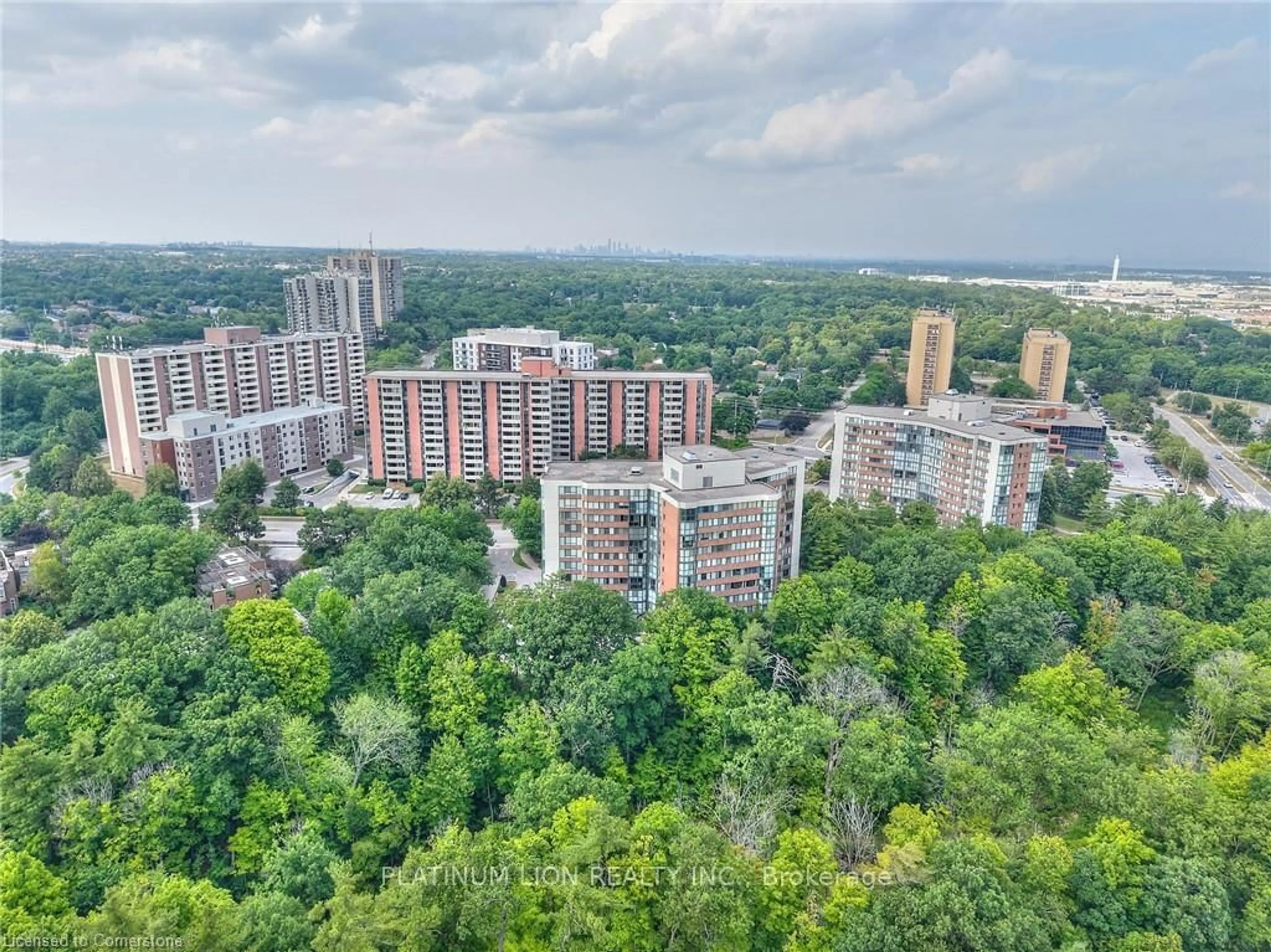A pic from outside/outdoor area/front of a property/back of a property/a pic from drone, city buildings view from balcony for 1240 Marlborough Crt #504, Oakville Ontario L6H 3K7