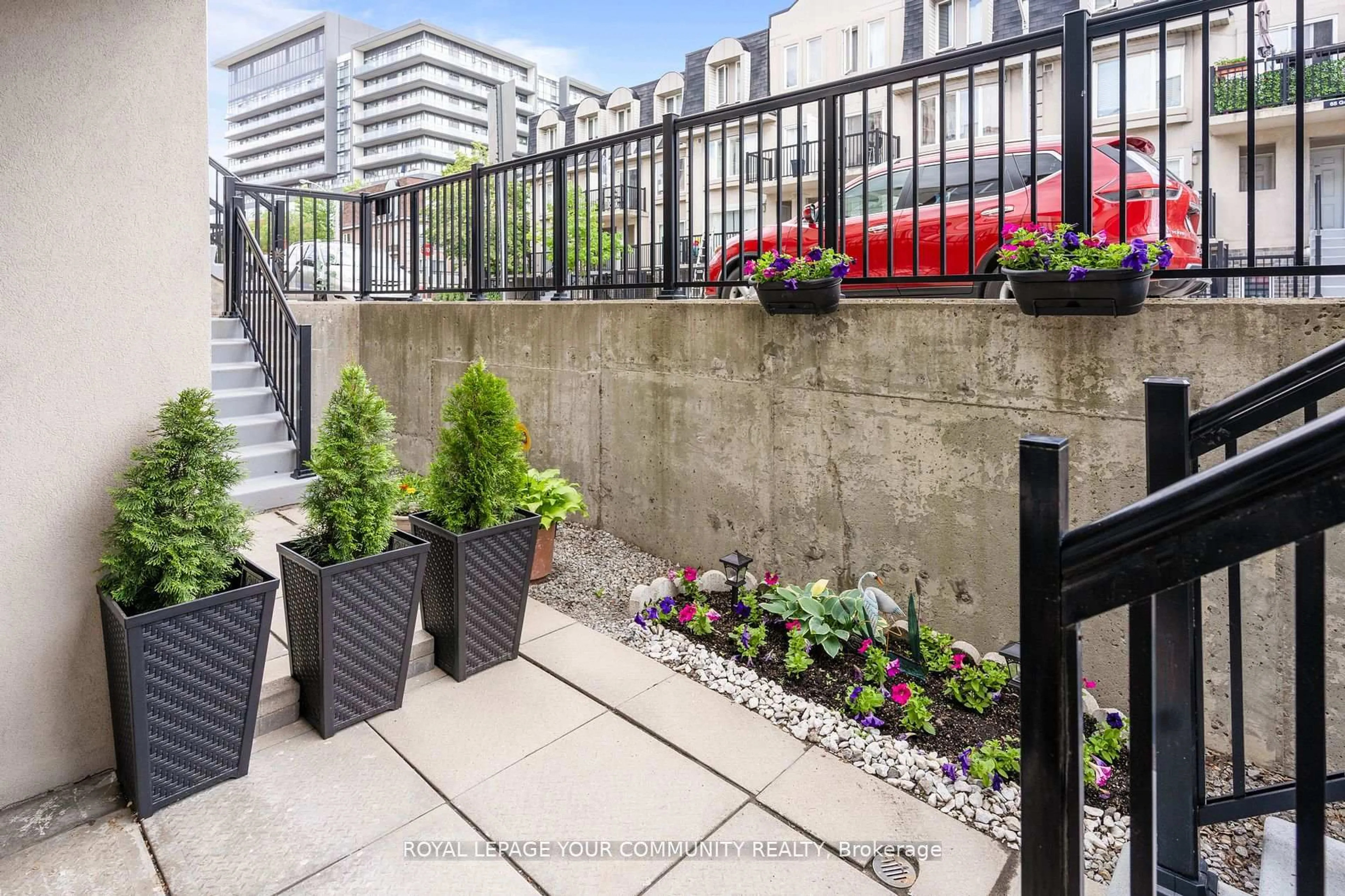 Patio, city buildings view from balcony for 55 George Appleton Way #1035, Toronto Ontario M3M 0A2