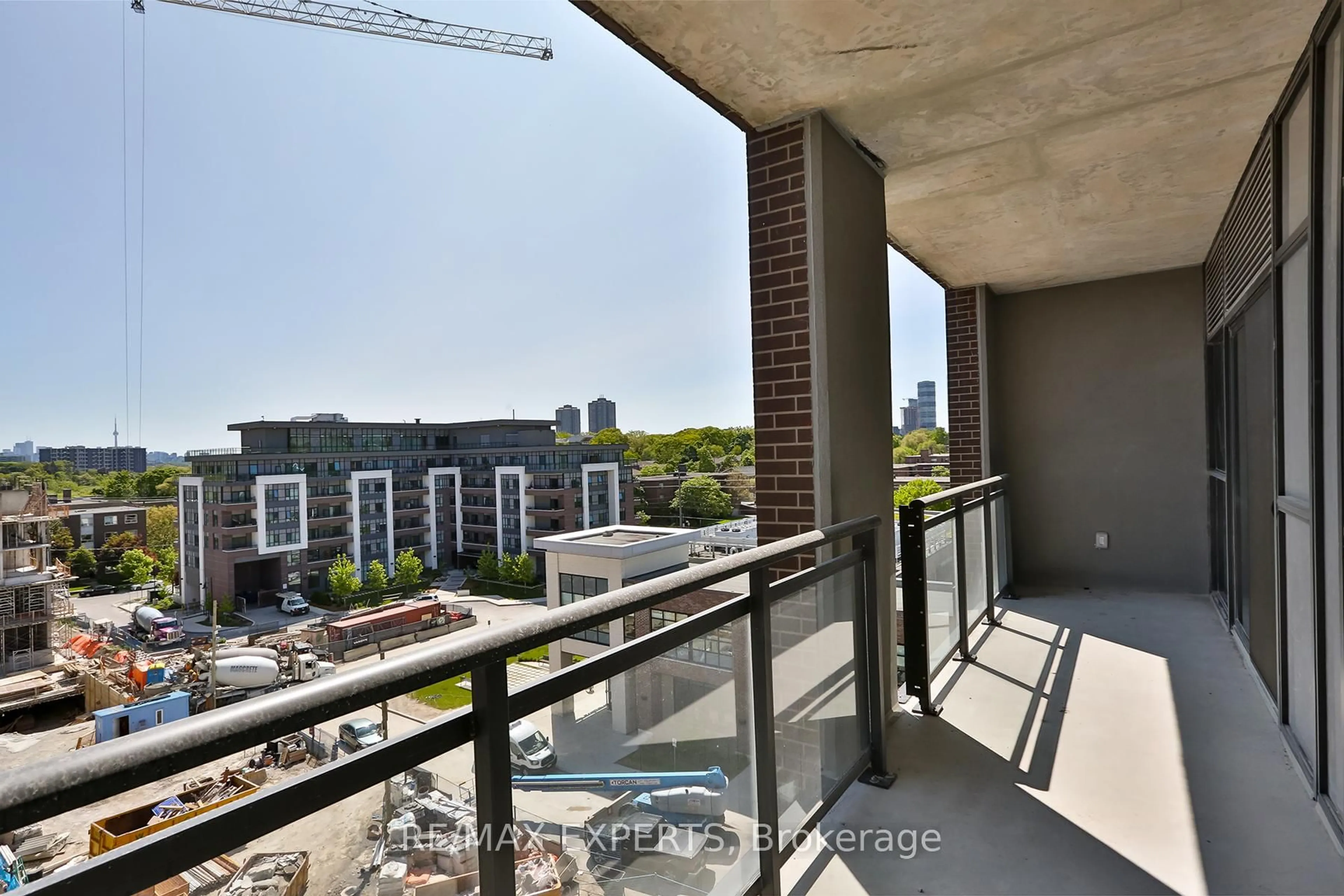 Balcony in the apartment, city buildings view from balcony for 25 Neighbourhood Lane #603, Toronto Ontario M8Y 0C4