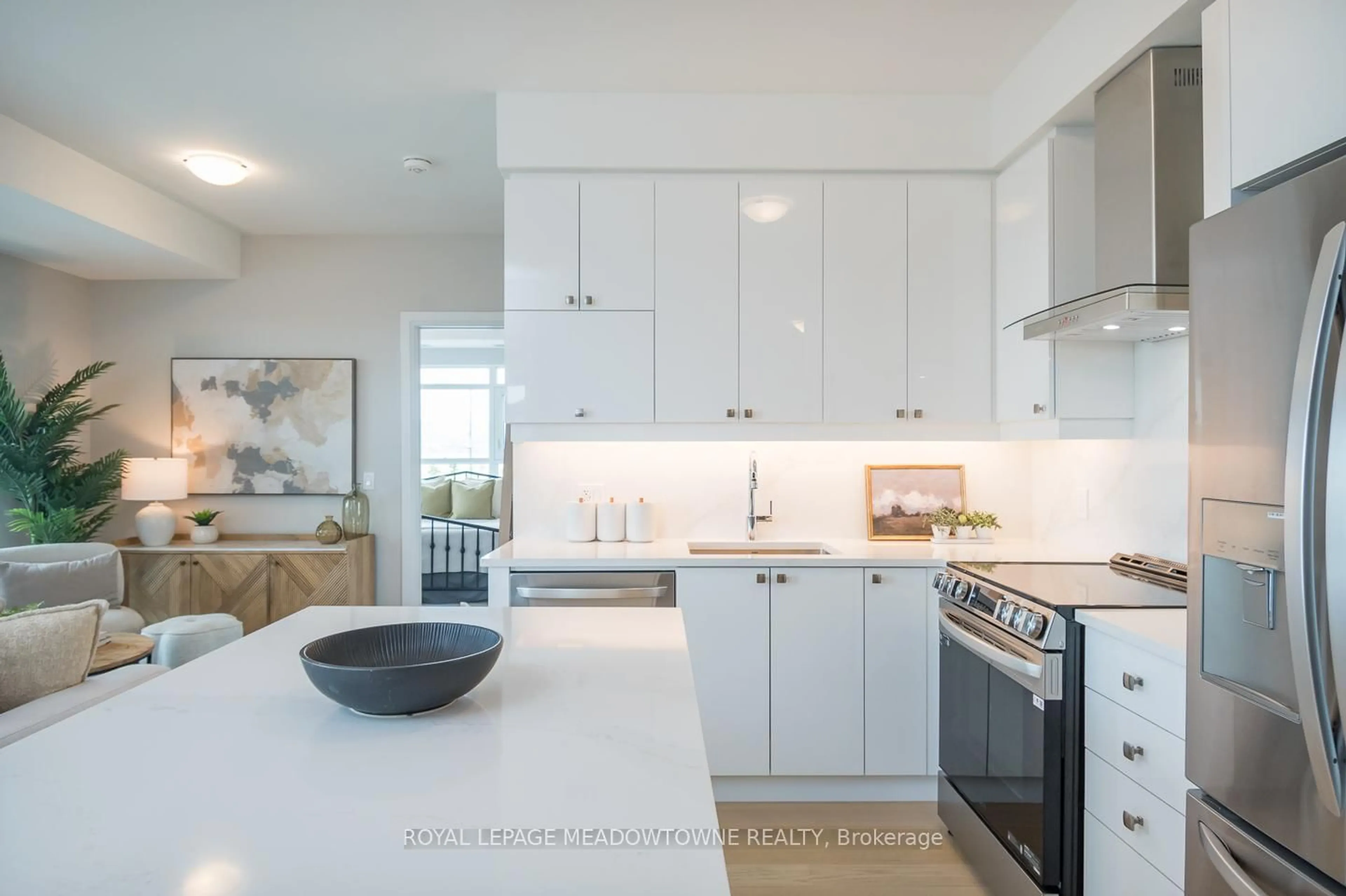 Open concept kitchen, ceramic/tile floor for 480 Gordon Krantz Ave #308, Milton Ontario L9E 1Z4