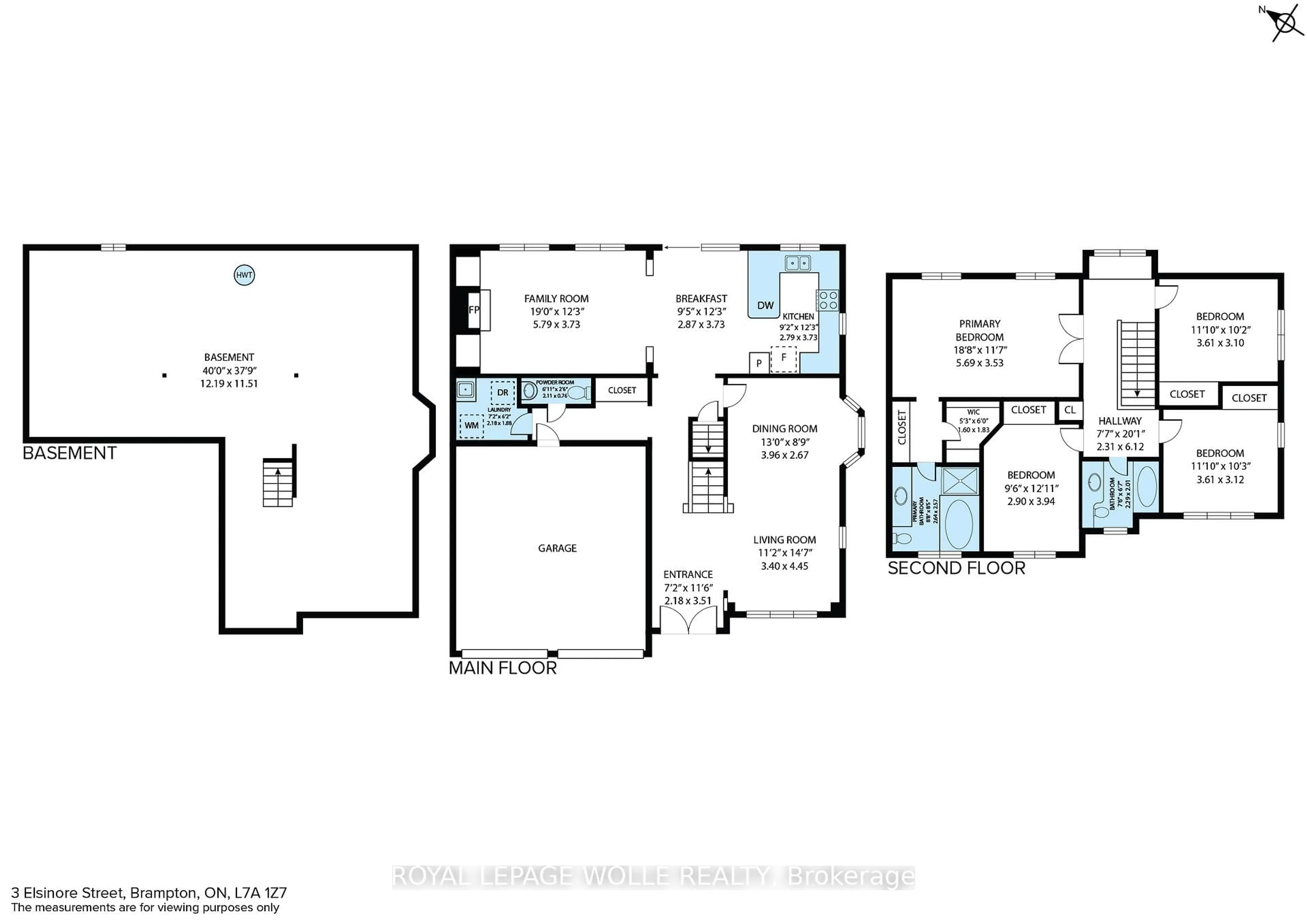Floor plan for 3 Elsinore St, Brampton Ontario L7A 1Z7