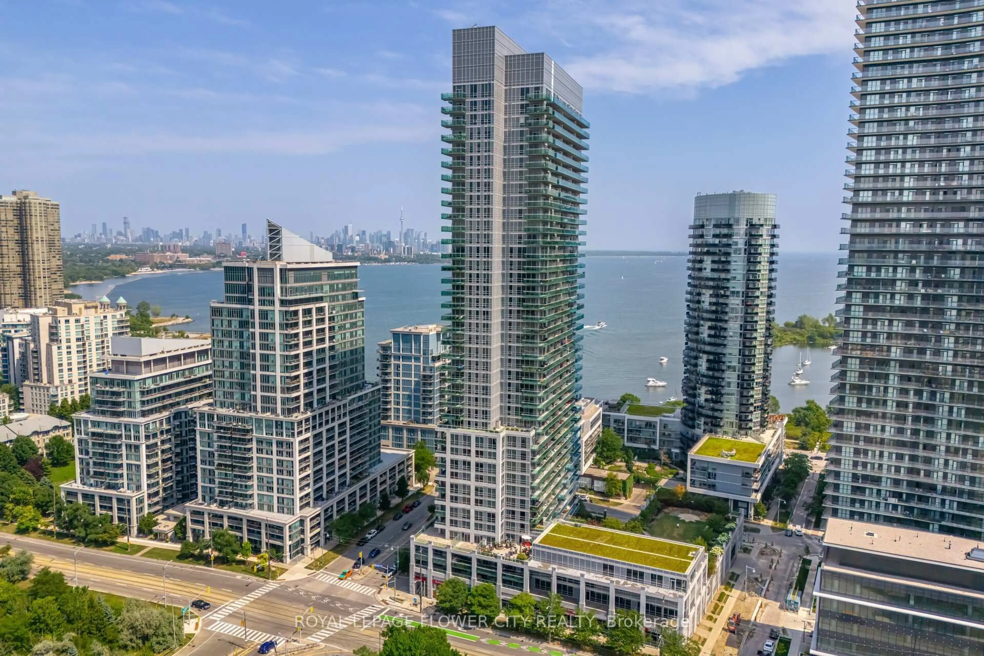 A pic from outside/outdoor area/front of a property/back of a property/a pic from drone, city buildings view from balcony for 16 brookers Lane #913, Toronto Ontario M8V 0A5