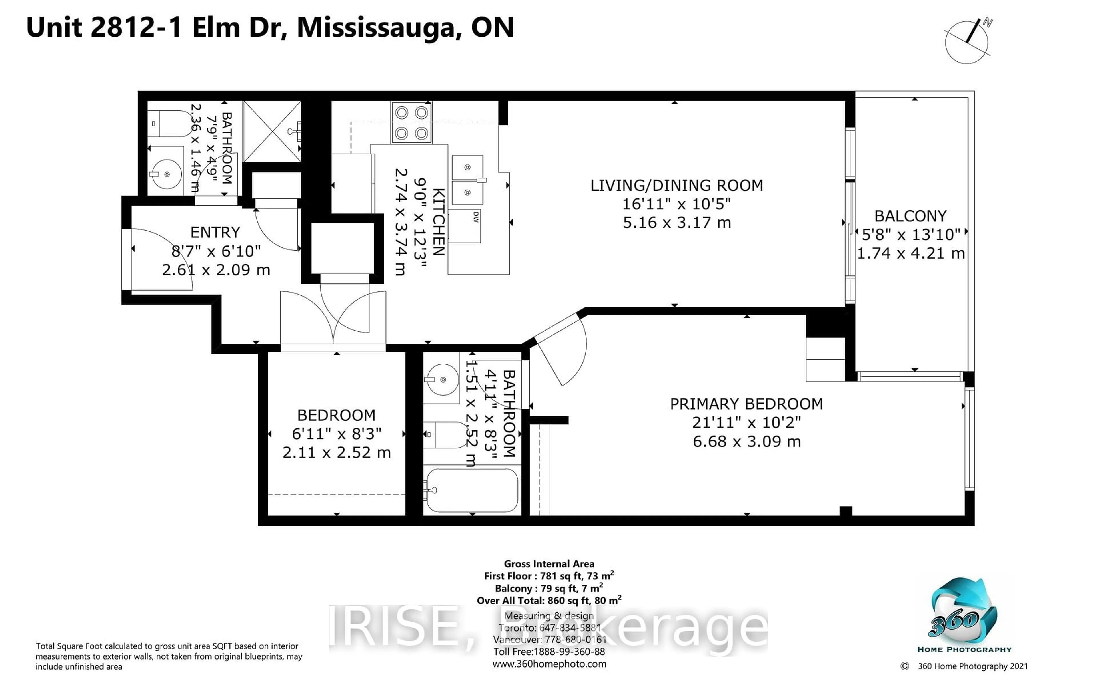 Floor plan for 1 Elm Dr #2812, Mississauga Ontario L5B 4M1