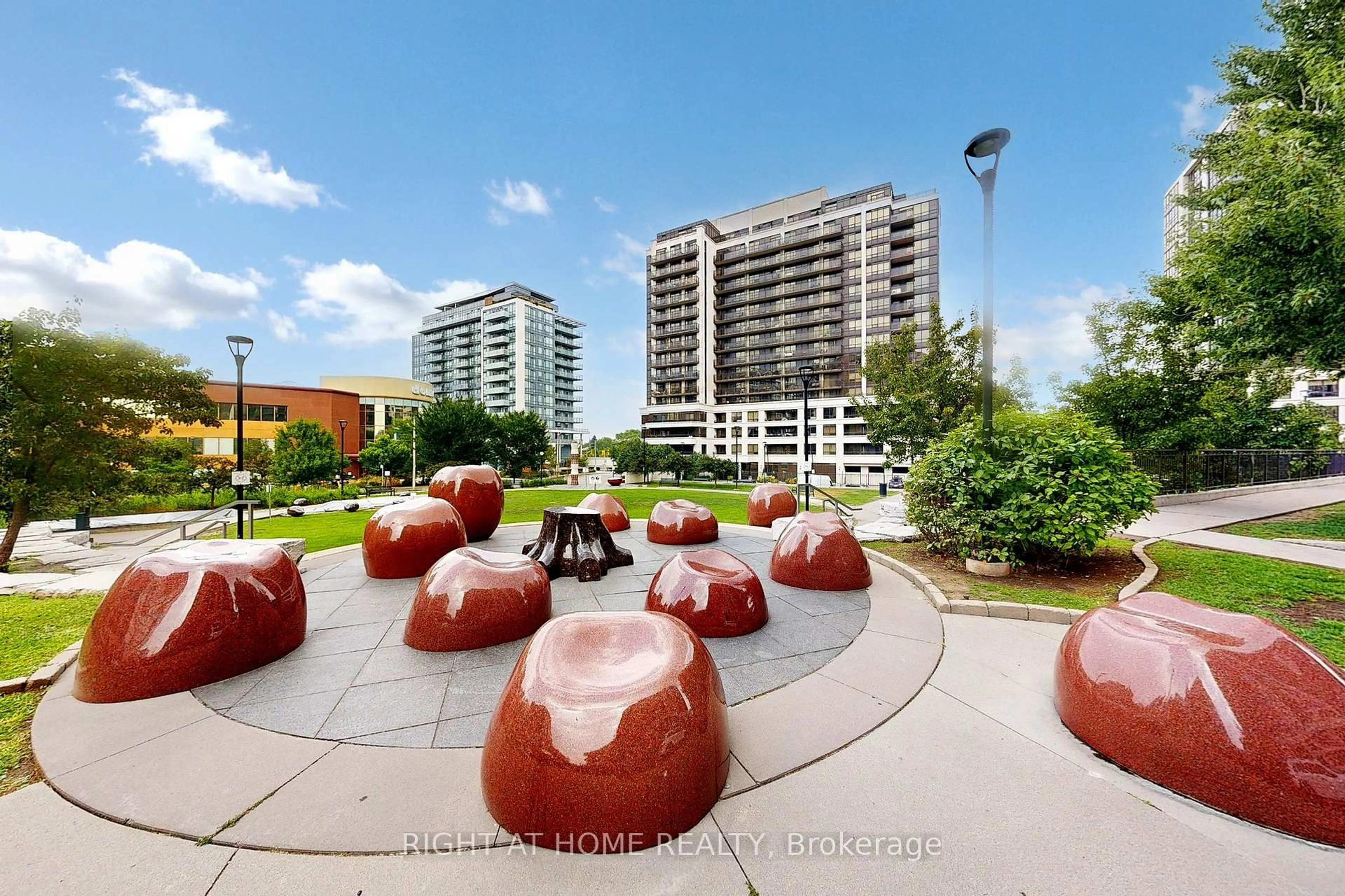 Patio, city buildings view from balcony for 1070 Sheppard Ave #214, Toronto Ontario M3J 0G8