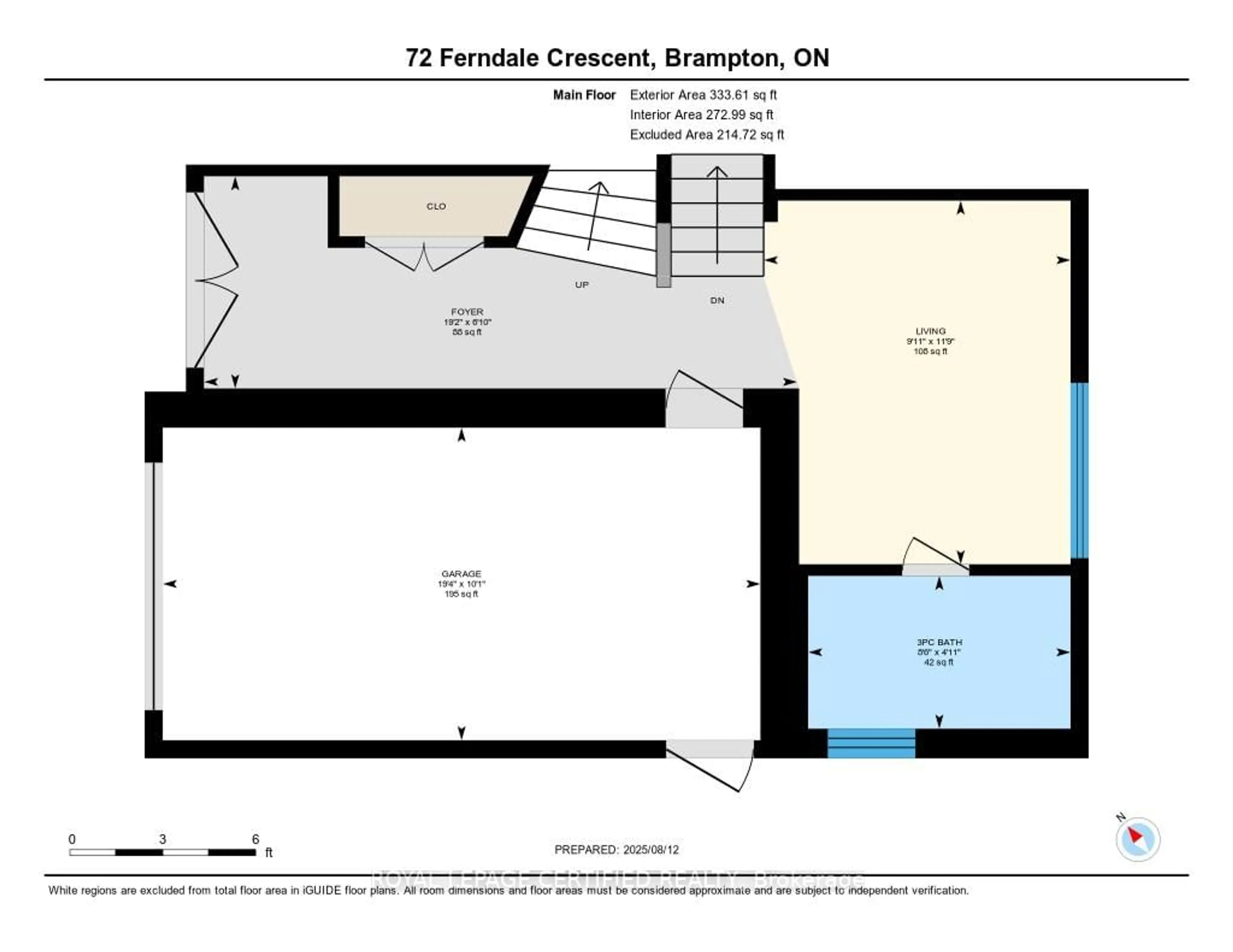 Floor plan for 72 Ferndale Cres, Brampton Ontario L6W 1E9