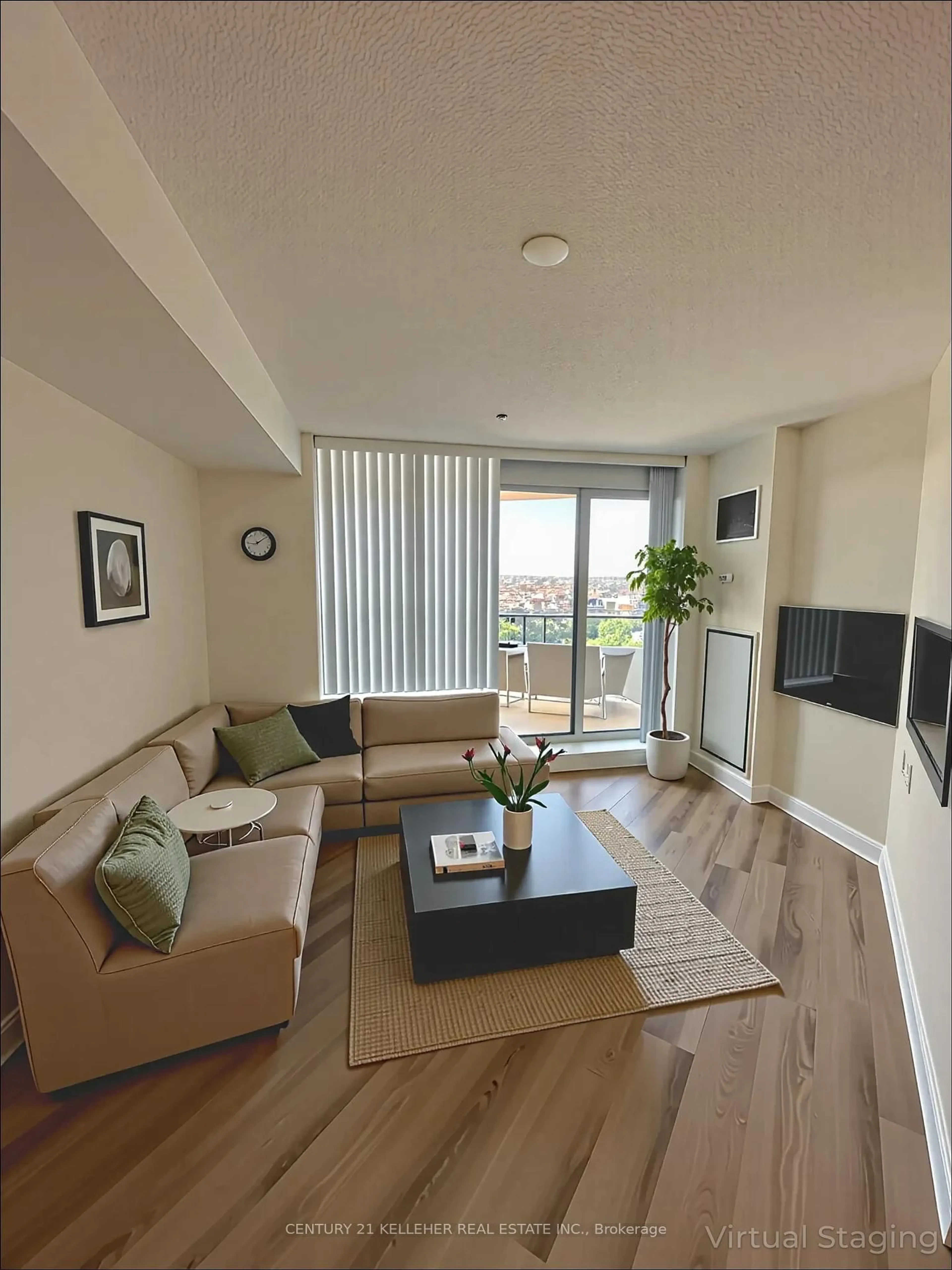 Living room with furniture, wood/laminate floor for 4640 Kimbermount Ave #707, Mississauga Ontario L5M 5W6