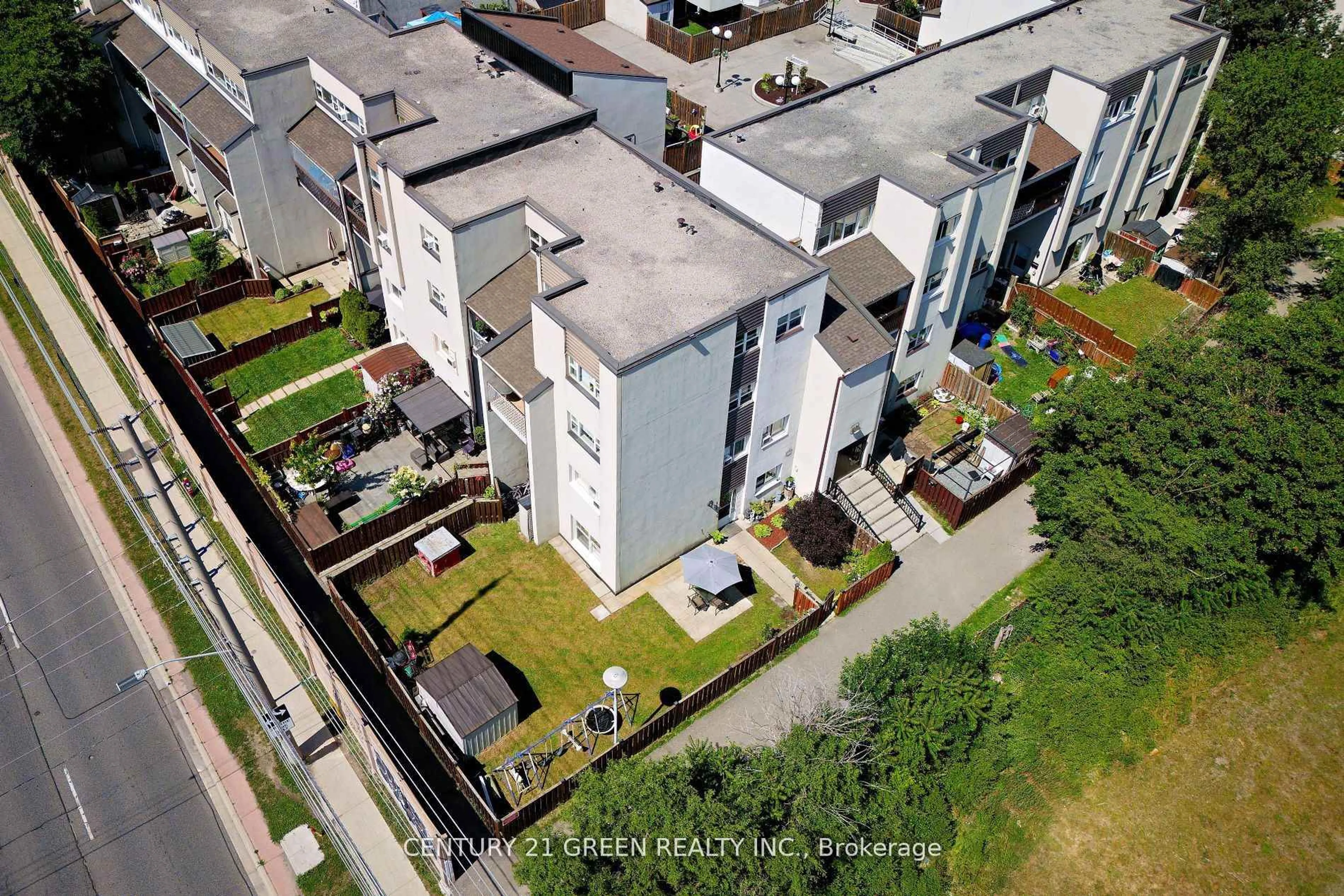A pic from outside/outdoor area/front of a property/back of a property/a pic from drone, city buildings view from balcony for 3040 Constitution Blvd #114, Mississauga Ontario L4Y 3X7