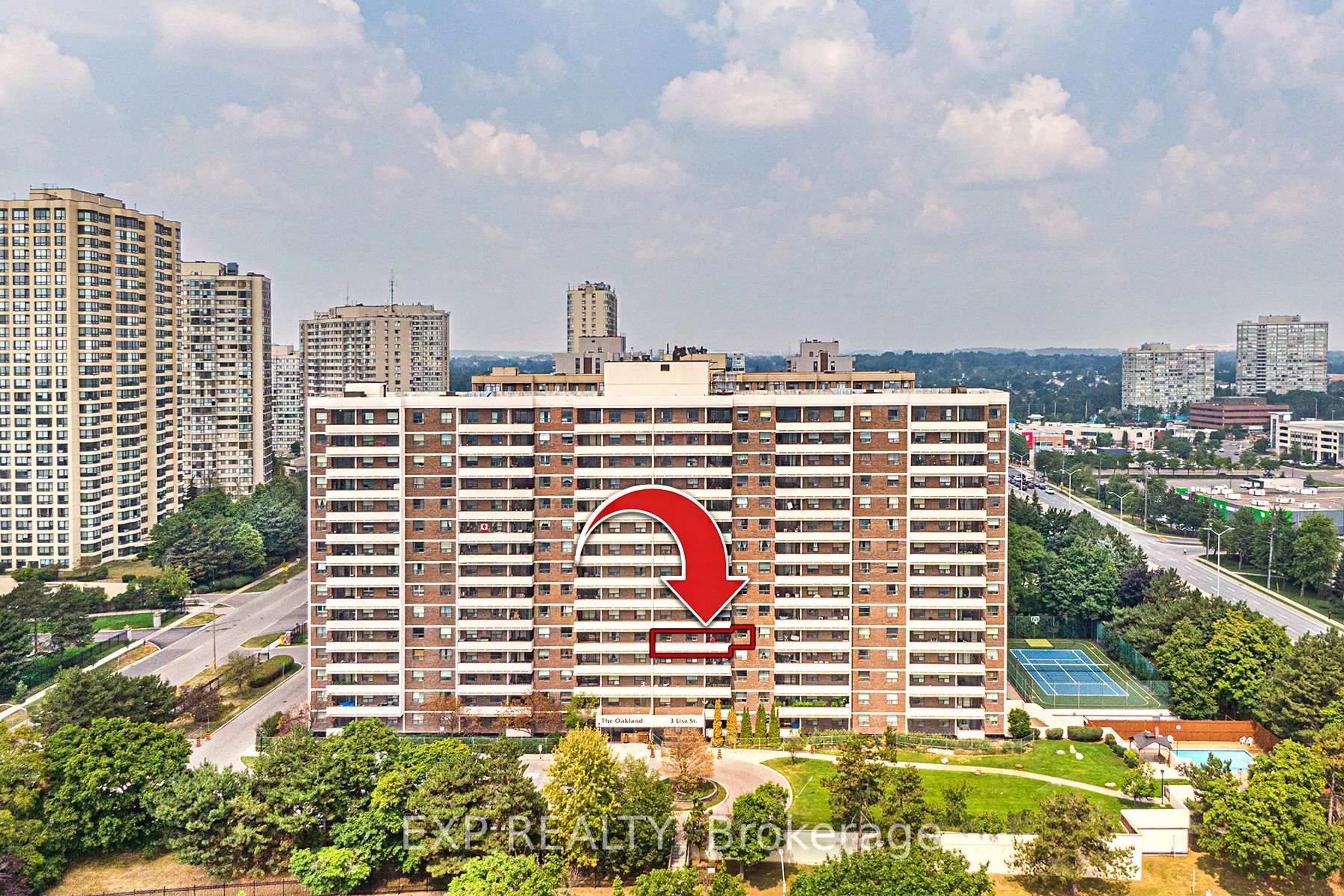 A pic from outside/outdoor area/front of a property/back of a property/a pic from drone, city buildings view from balcony for 3 Lisa St #512, Brampton Ontario L6T 4A2