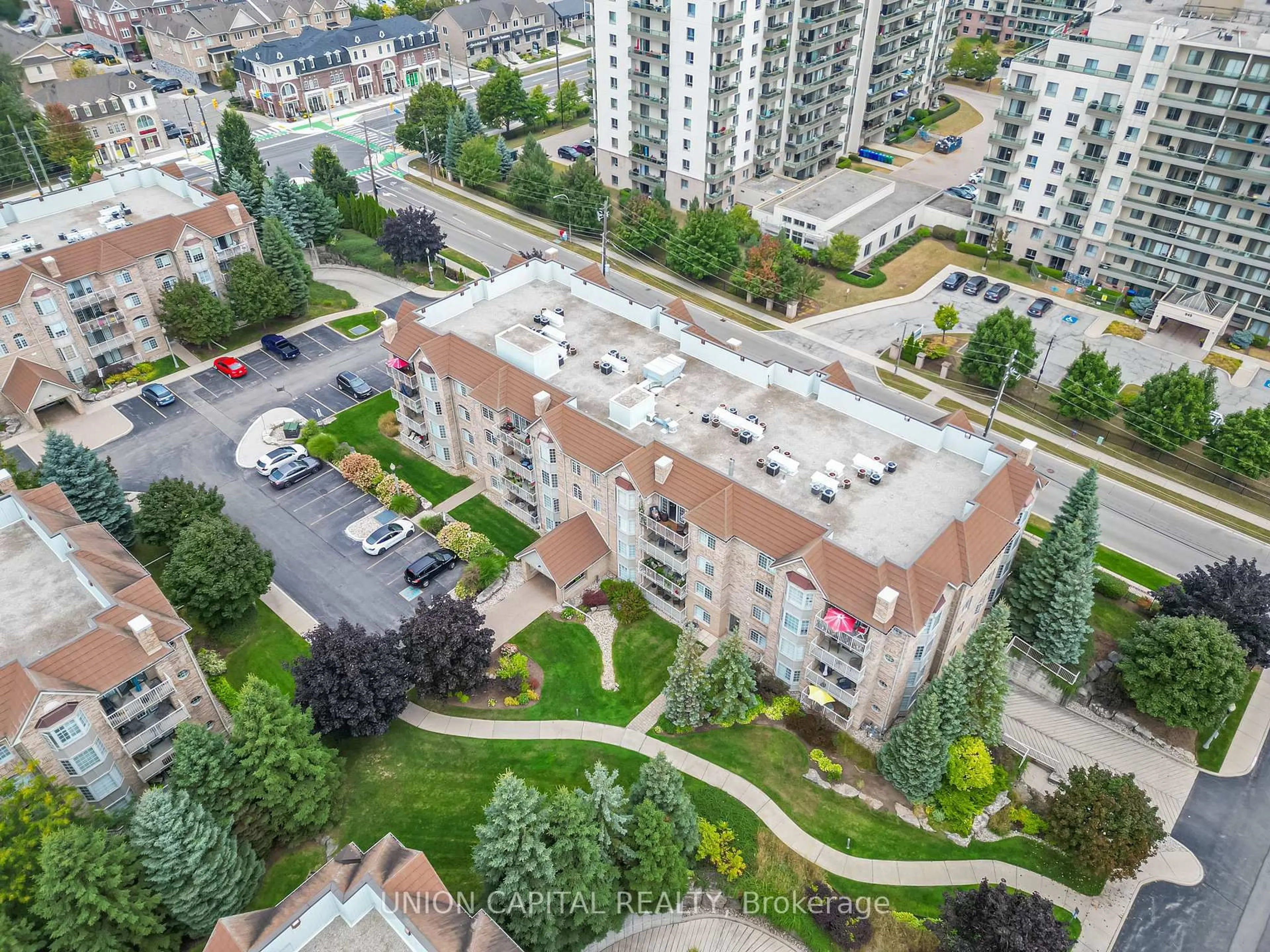 A pic from outside/outdoor area/front of a property/back of a property/a pic from drone, city buildings view from balcony for 216 Plains Rd #F304, Burlington Ontario L7T 4K8