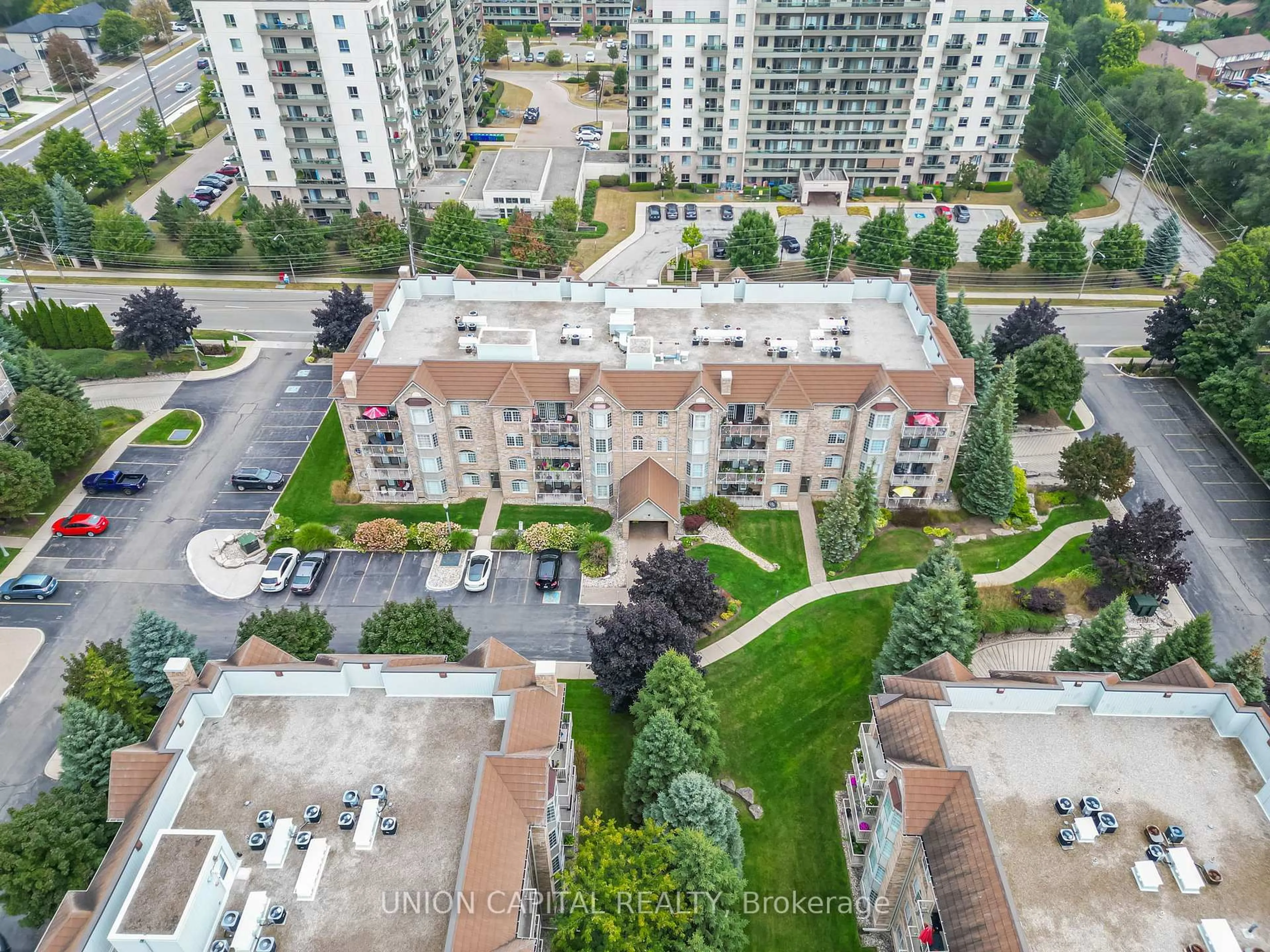 A pic from outside/outdoor area/front of a property/back of a property/a pic from drone, city buildings view from balcony for 216 Plains Rd #F304, Burlington Ontario L7T 4K8