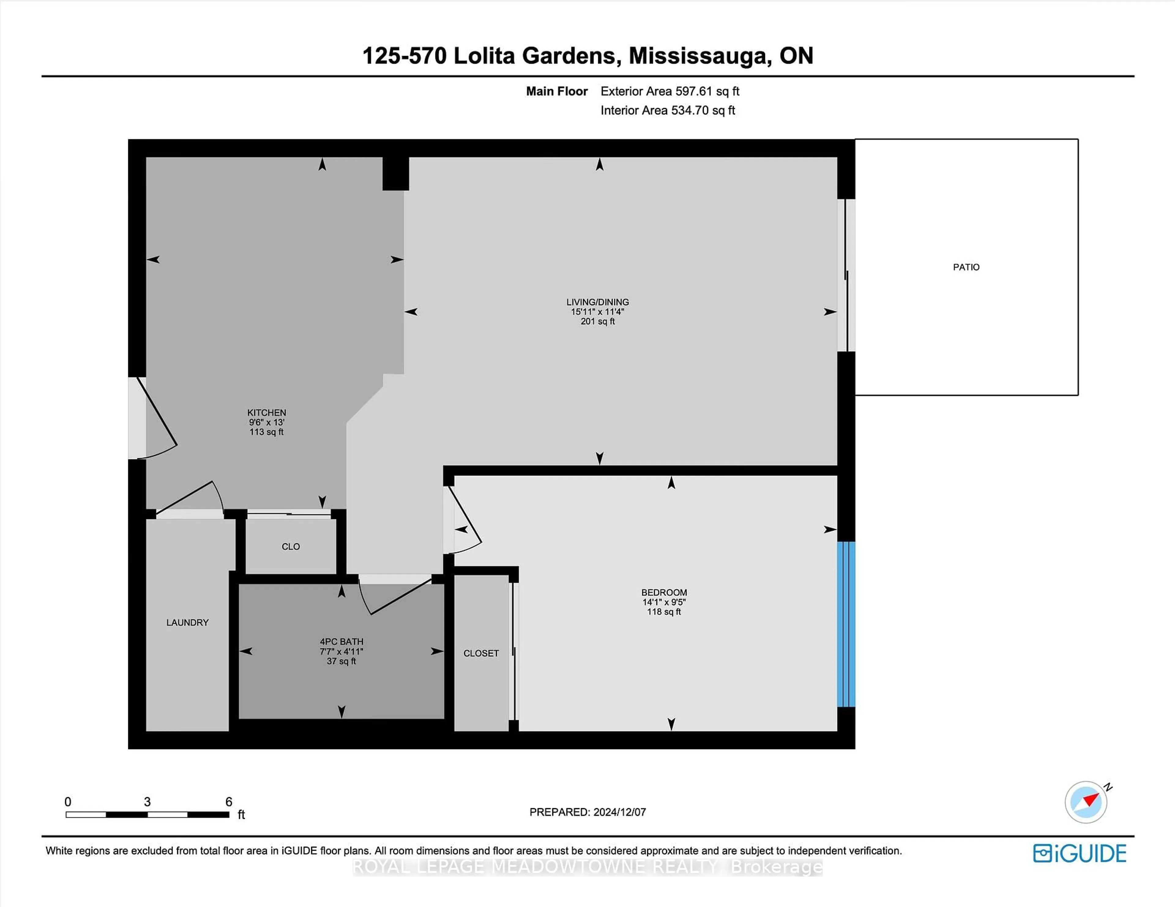 Floor plan for 570 Lolita Gdns #125, Mississauga Ontario L5A 0A1