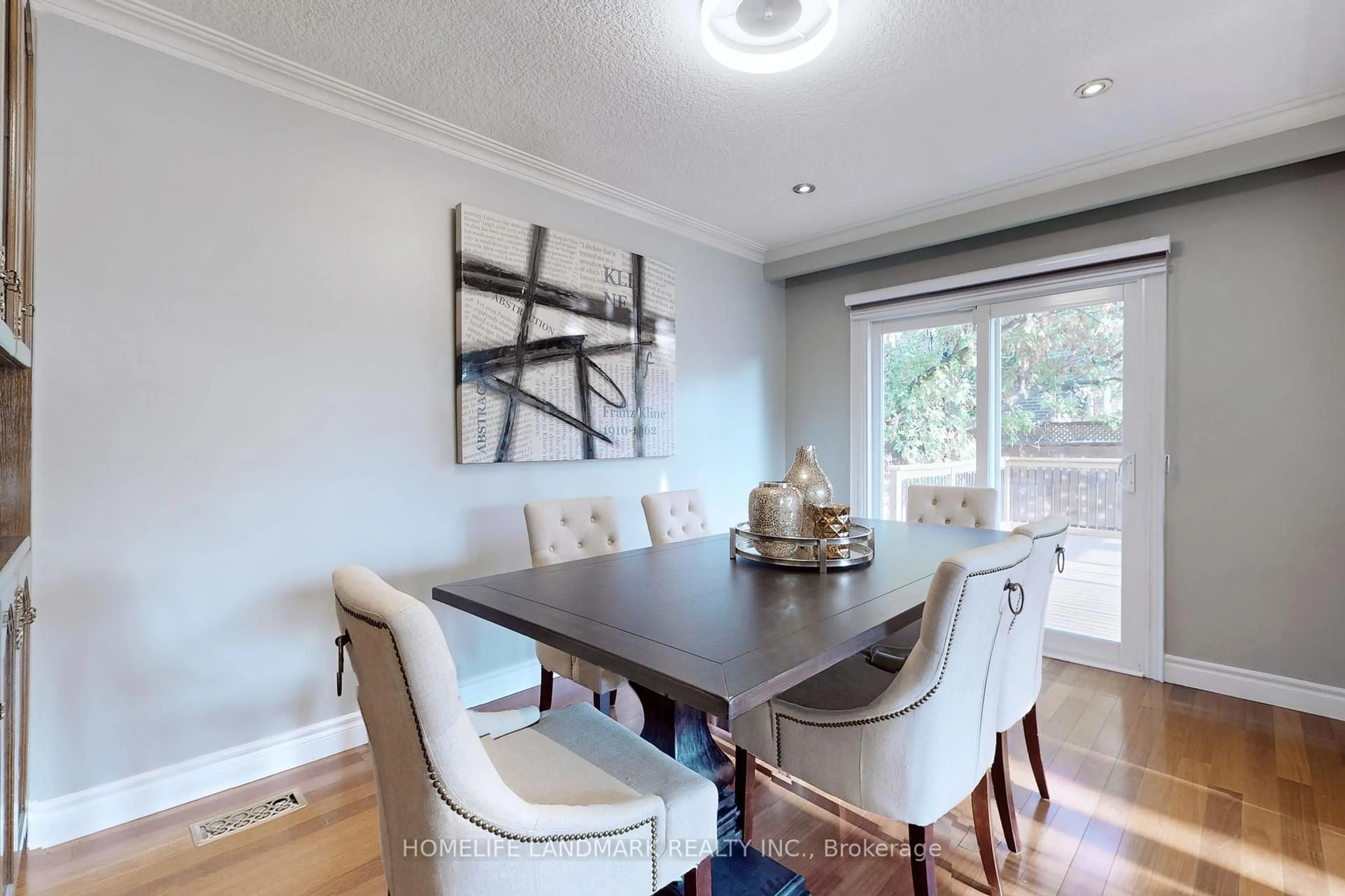 Dining room, wood/laminate floor for 11 Frost St, Toronto Ontario M9W 1Y5