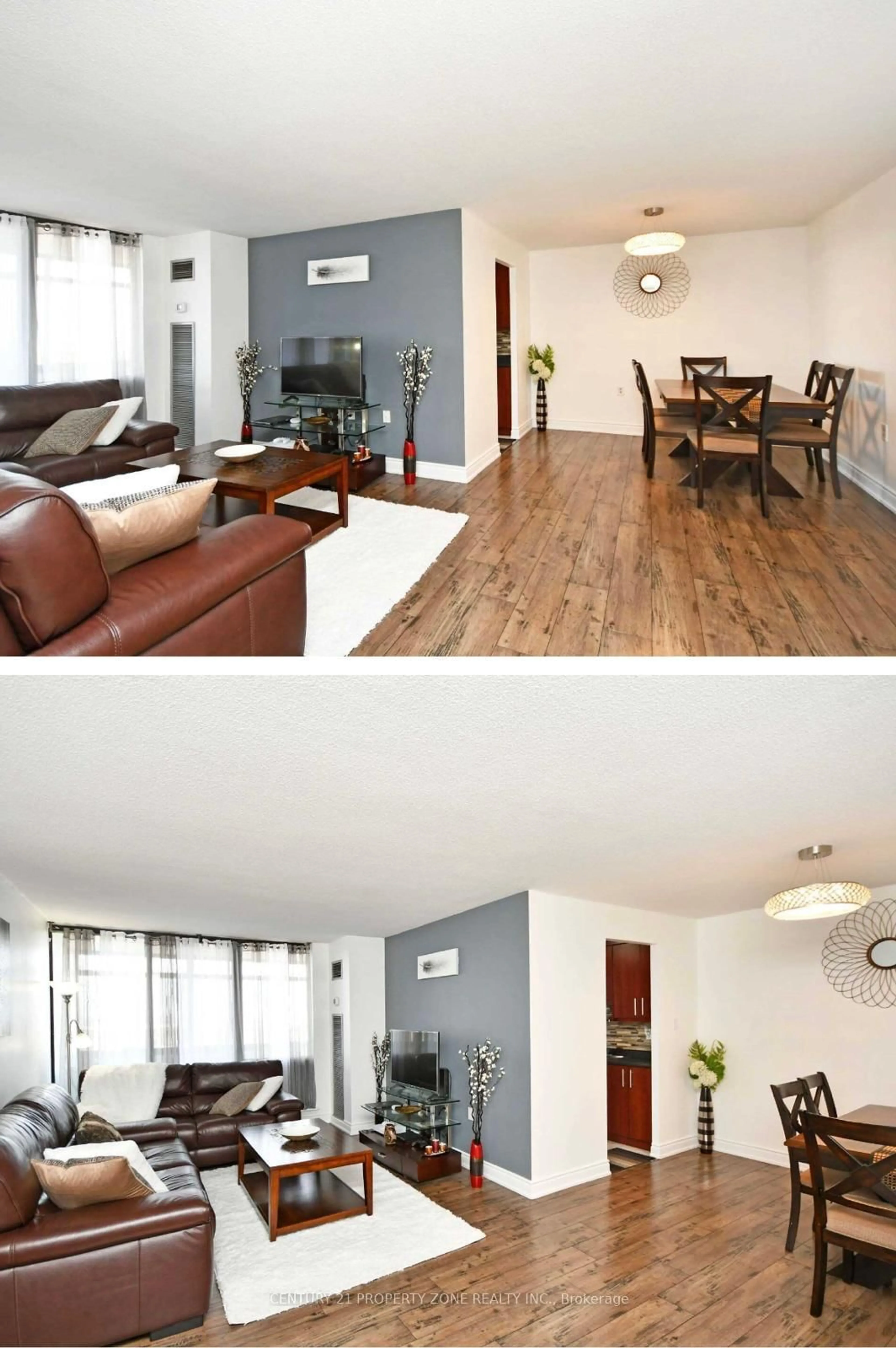 Living room with furniture, wood/laminate floor for 18 Knightsbridge Rd #1505, Brampton Ontario L6T 3X5