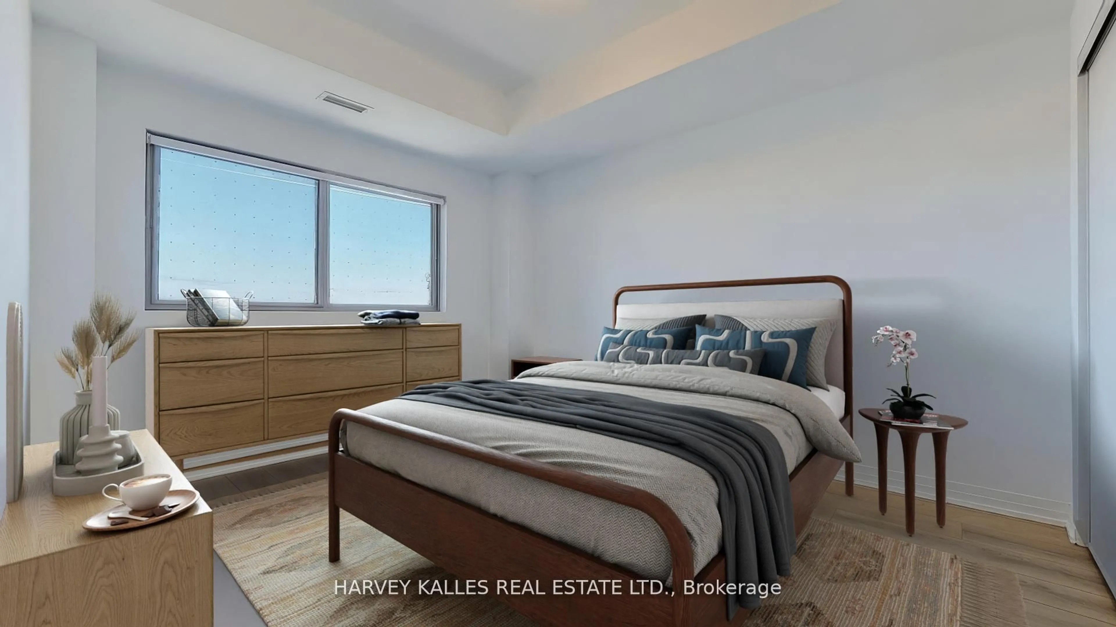 Bedroom with bed, wood/laminate floor for 408 Browns Line #310, Toronto Ontario M8W 0C3