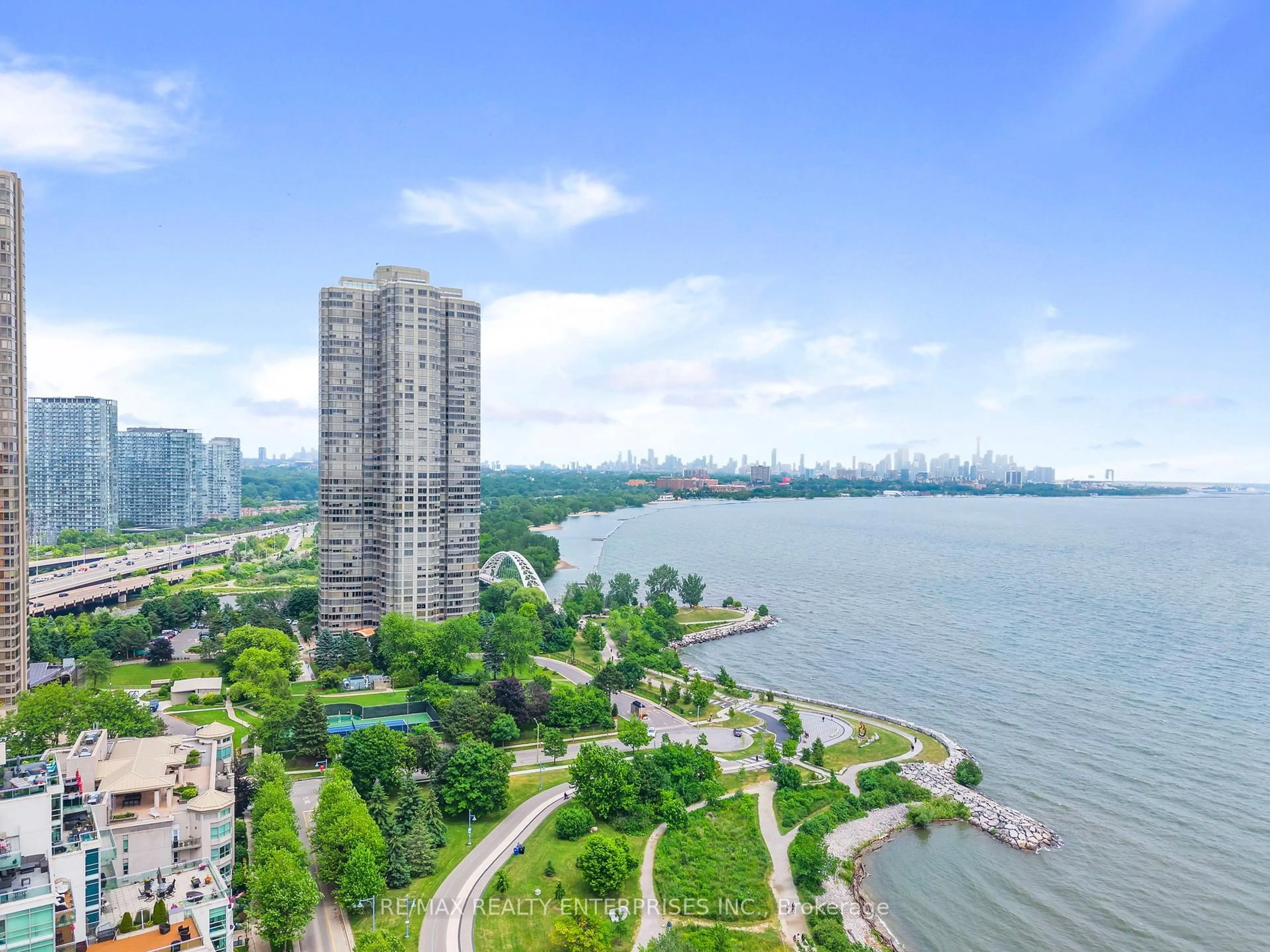 A pic from outside/outdoor area/front of a property/back of a property/a pic from drone, water/lake/river/ocean view for 1 Palace Pier Crt #1208, Toronto Ontario M8V 3W9