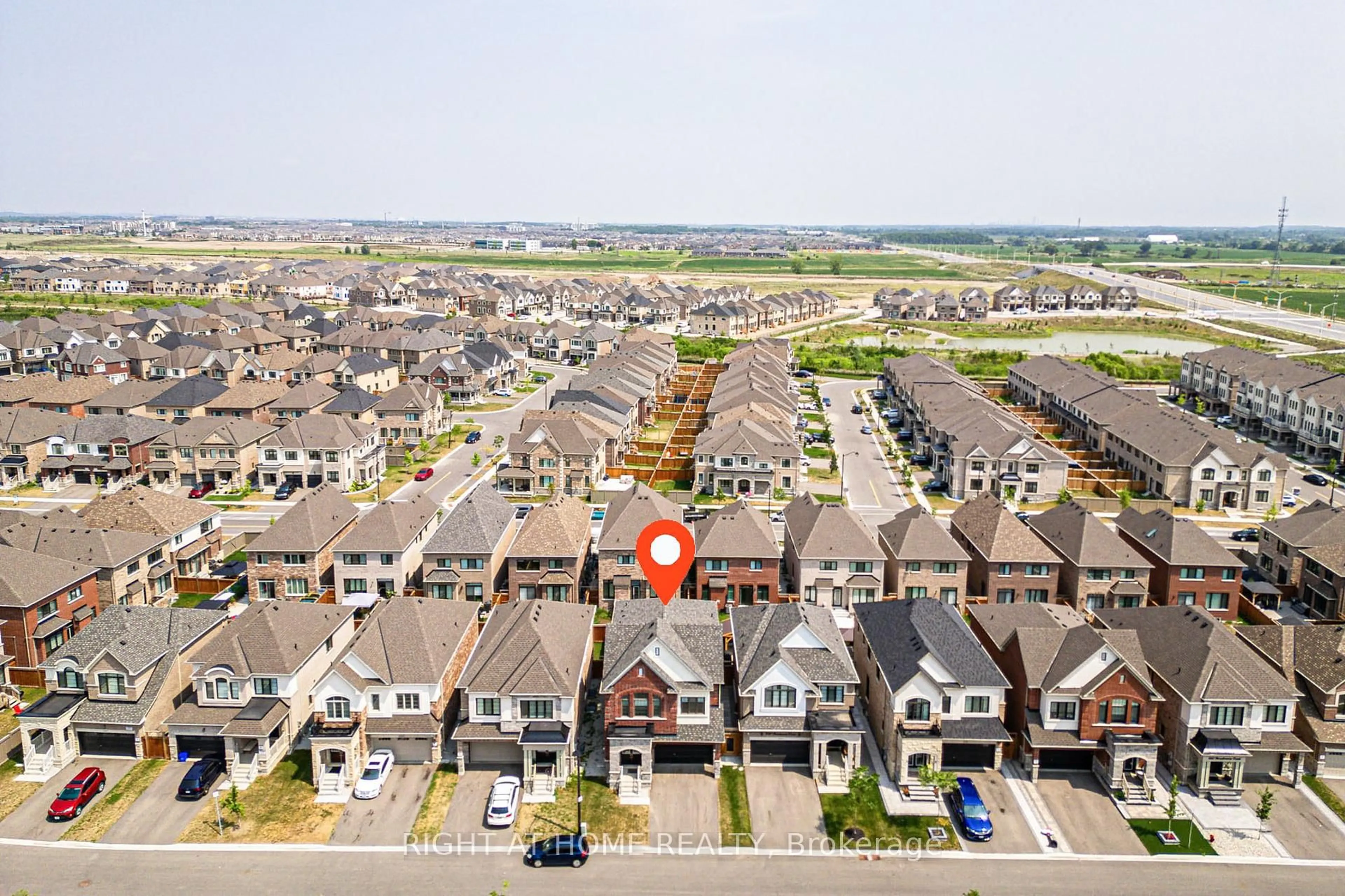 A pic from outside/outdoor area/front of a property/back of a property/a pic from drone, city buildings view from balcony for 446 Thornborrow Crt, Milton Ontario L9E 1T4