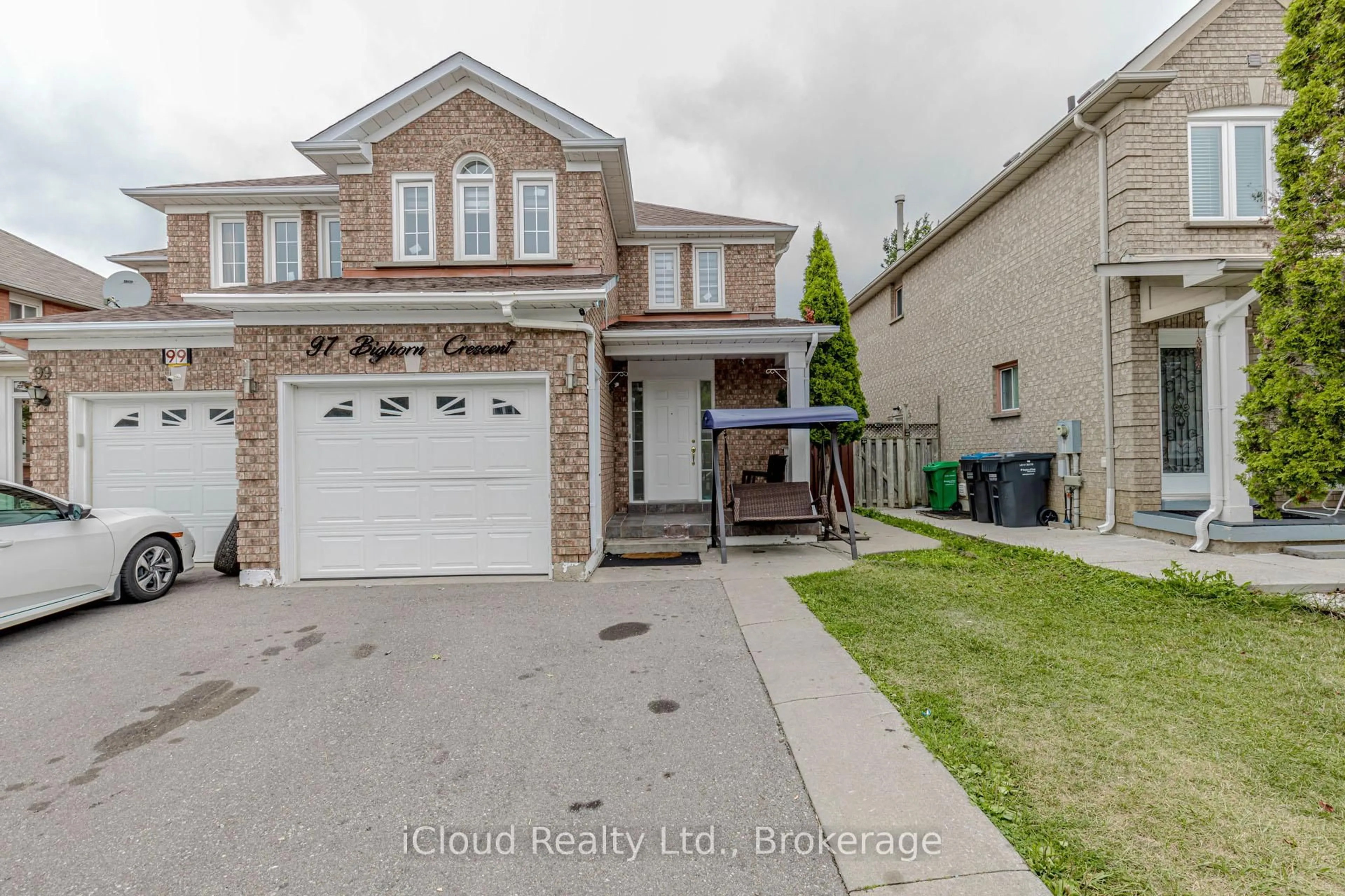 A pic from outside/outdoor area/front of a property/back of a property/a pic from drone, street for 97 Bighorn Cres, Brampton Ontario L6R 1G2