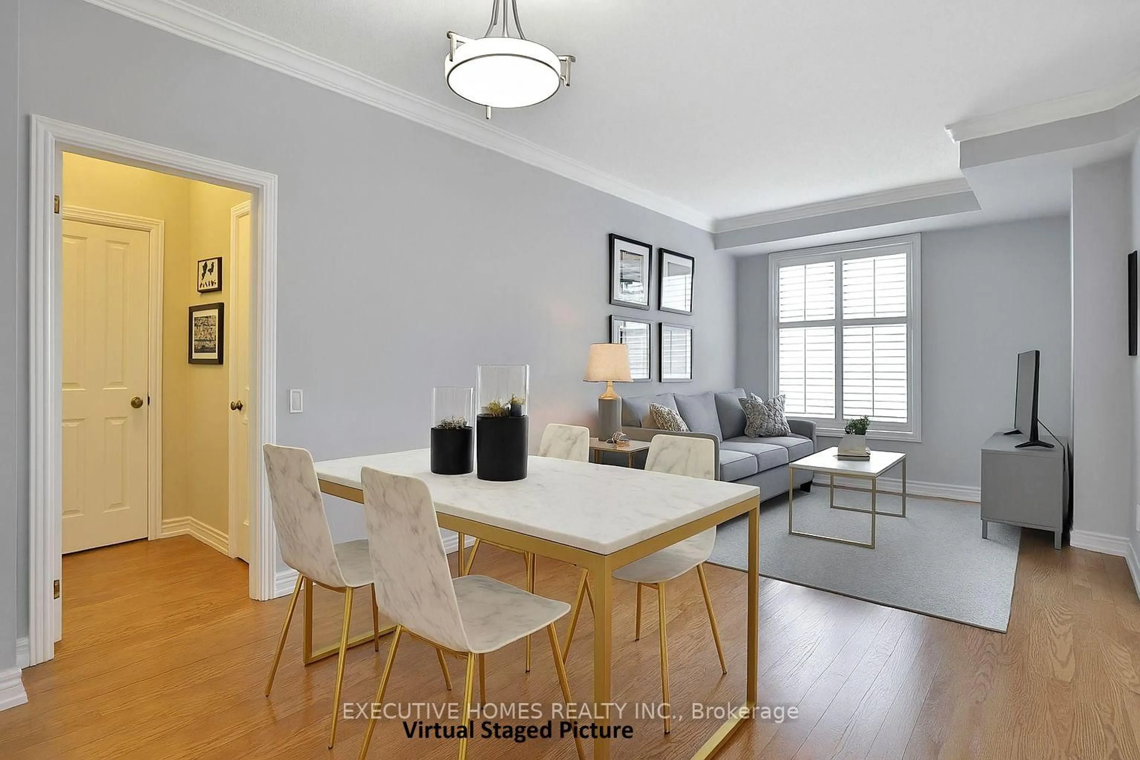 Dining room, wood/laminate floor for 40 Old Mill Rd #606, Oakville Ontario L6J 7W2