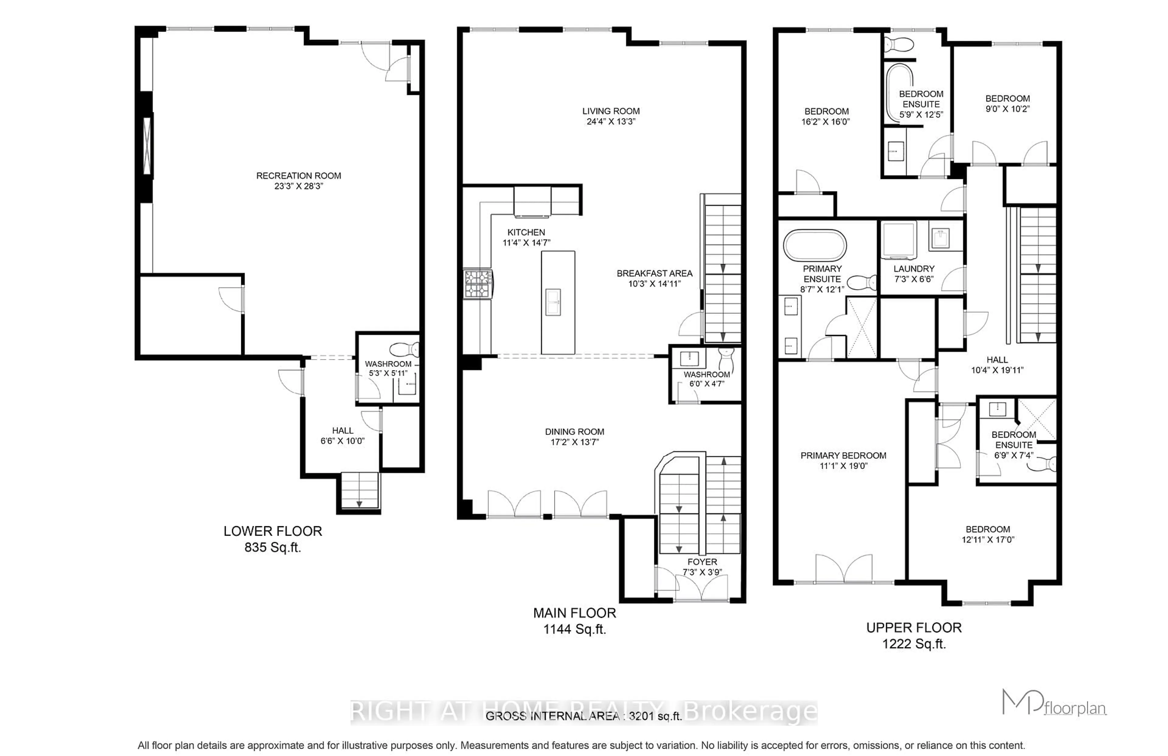 Floor plan for 3073 Postridge Dr, Oakville Ontario L6H 0S1