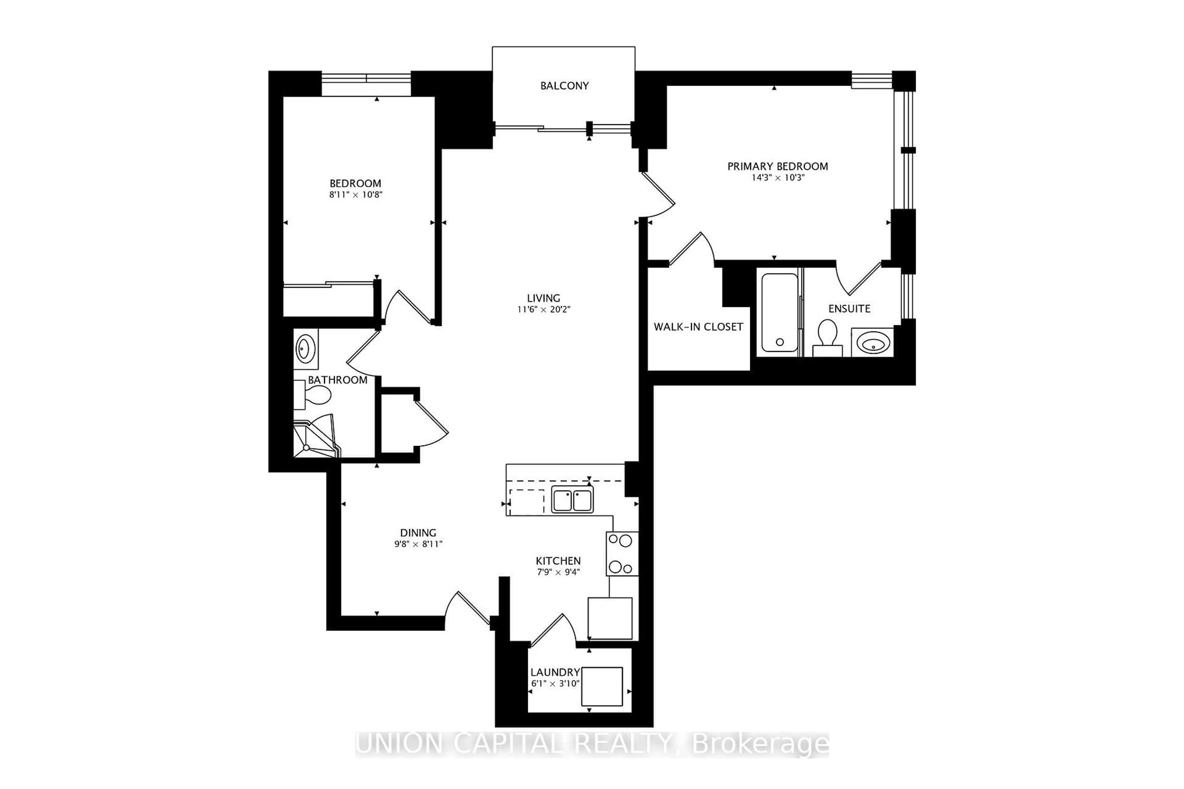 Floor plan for 5229 Dundas St #1104, Toronto Ontario M9B 6L9