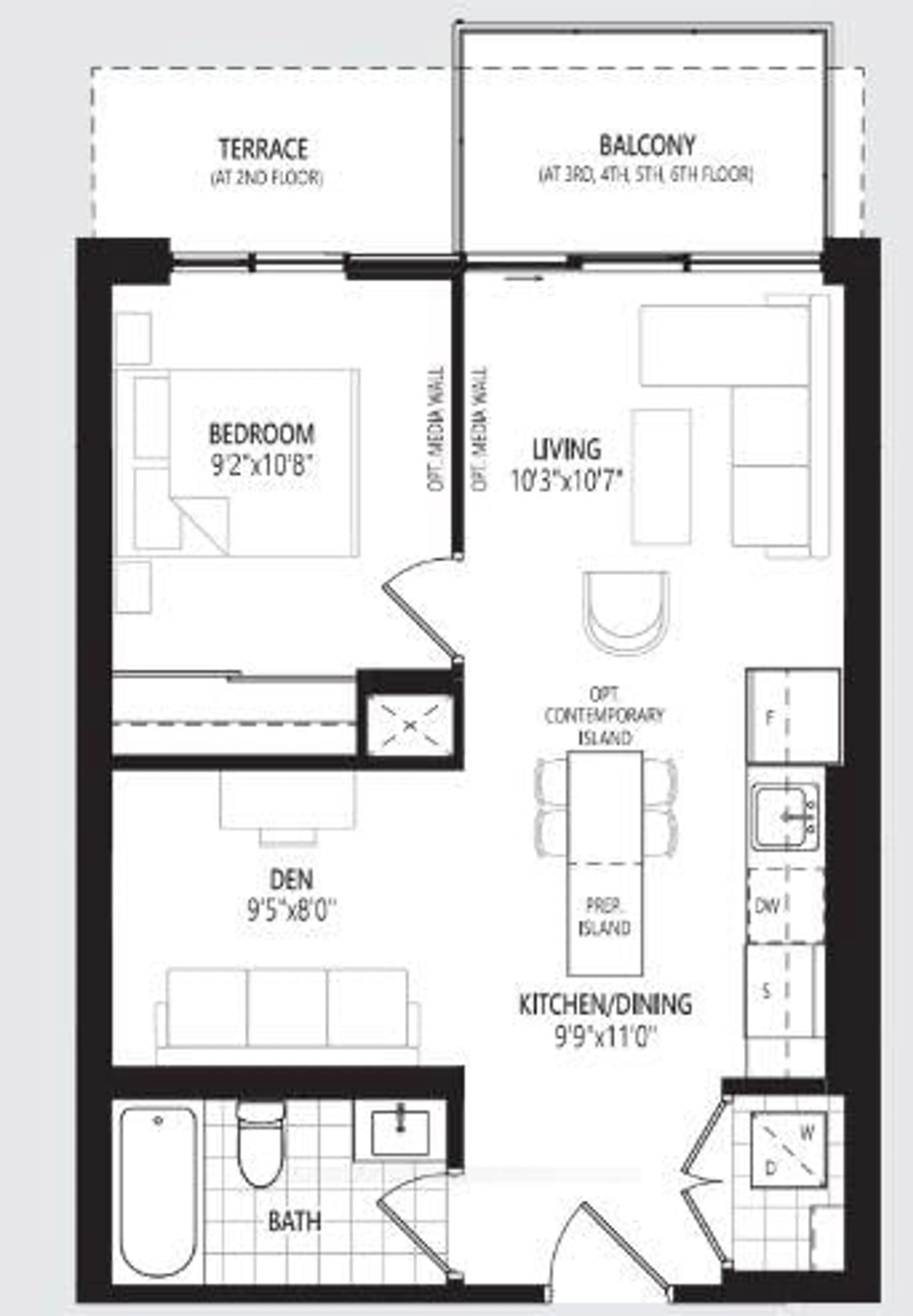Floor plan for 3006 William Cutmore Blvd #613, Oakville Ontario L6H 8A4
