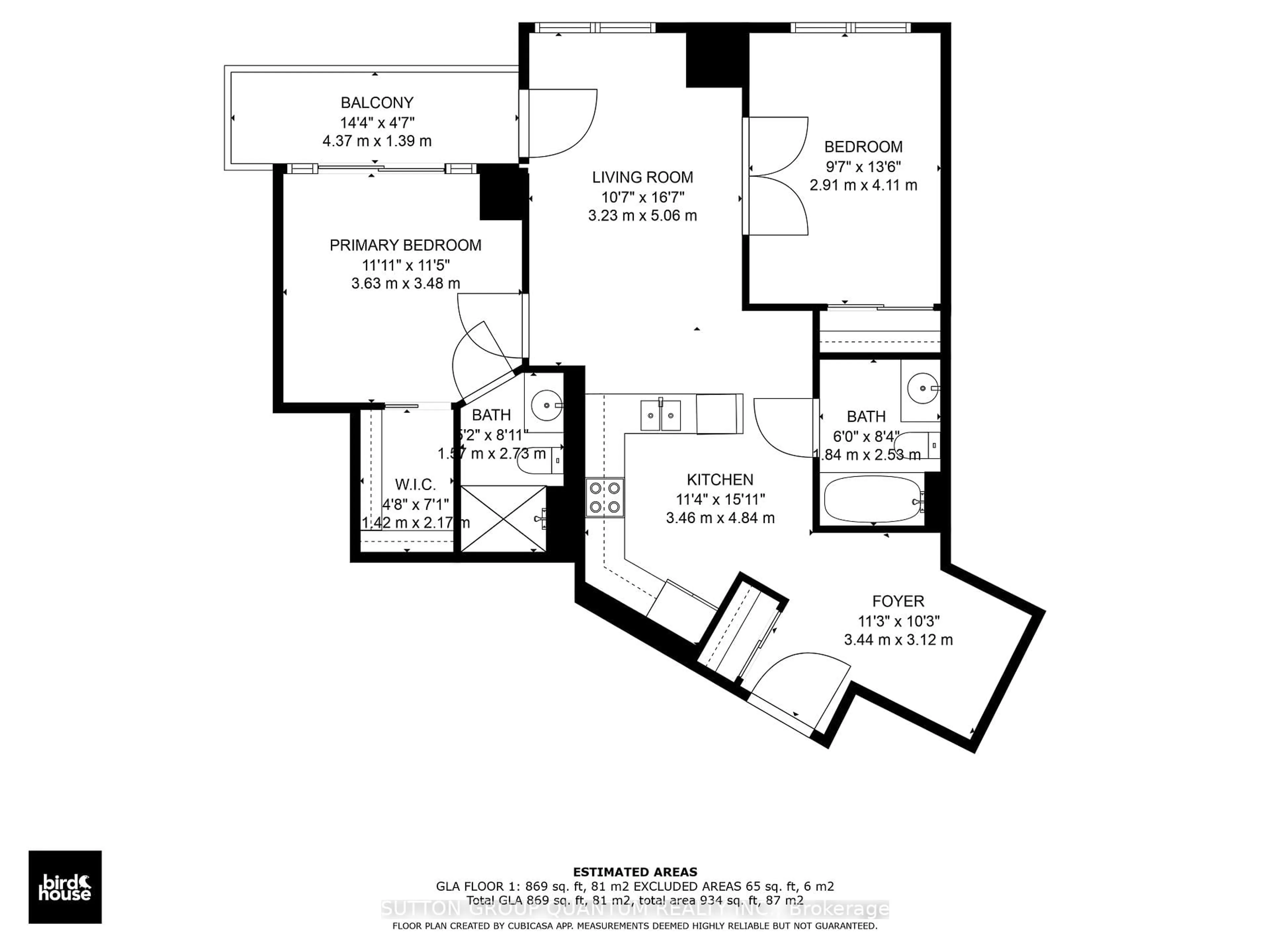 Floor plan for 1665 The Collegeway #1607, Mississauga Ontario L5L 0A9