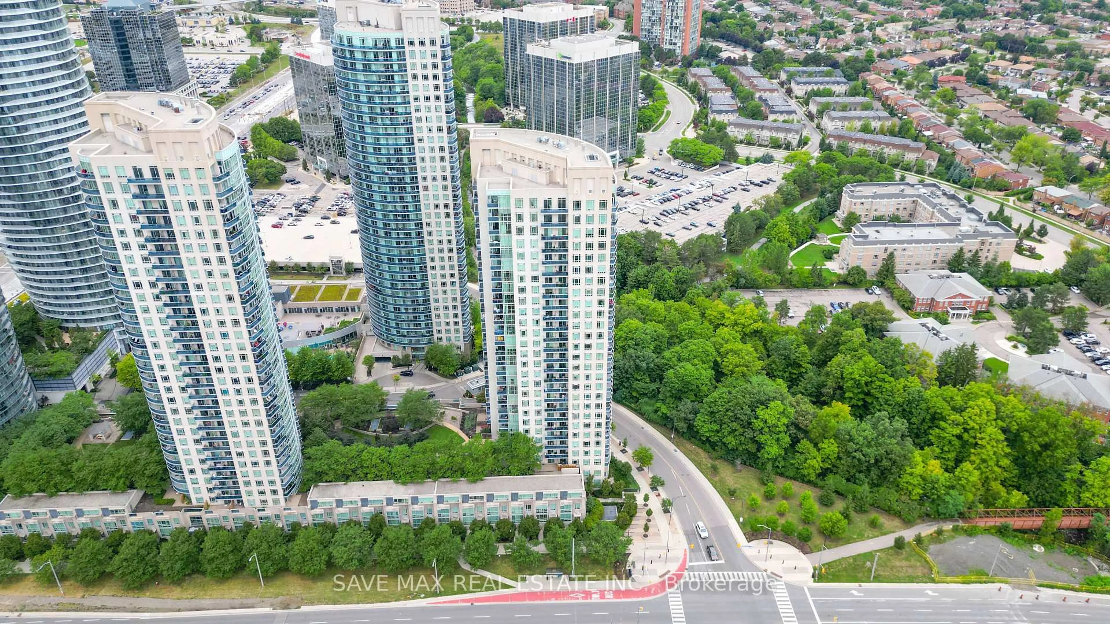 A pic from outside/outdoor area/front of a property/back of a property/a pic from drone, city buildings view from balcony for 90 Absolute Ave #1907, Mississauga Ontario L4Z 0A3