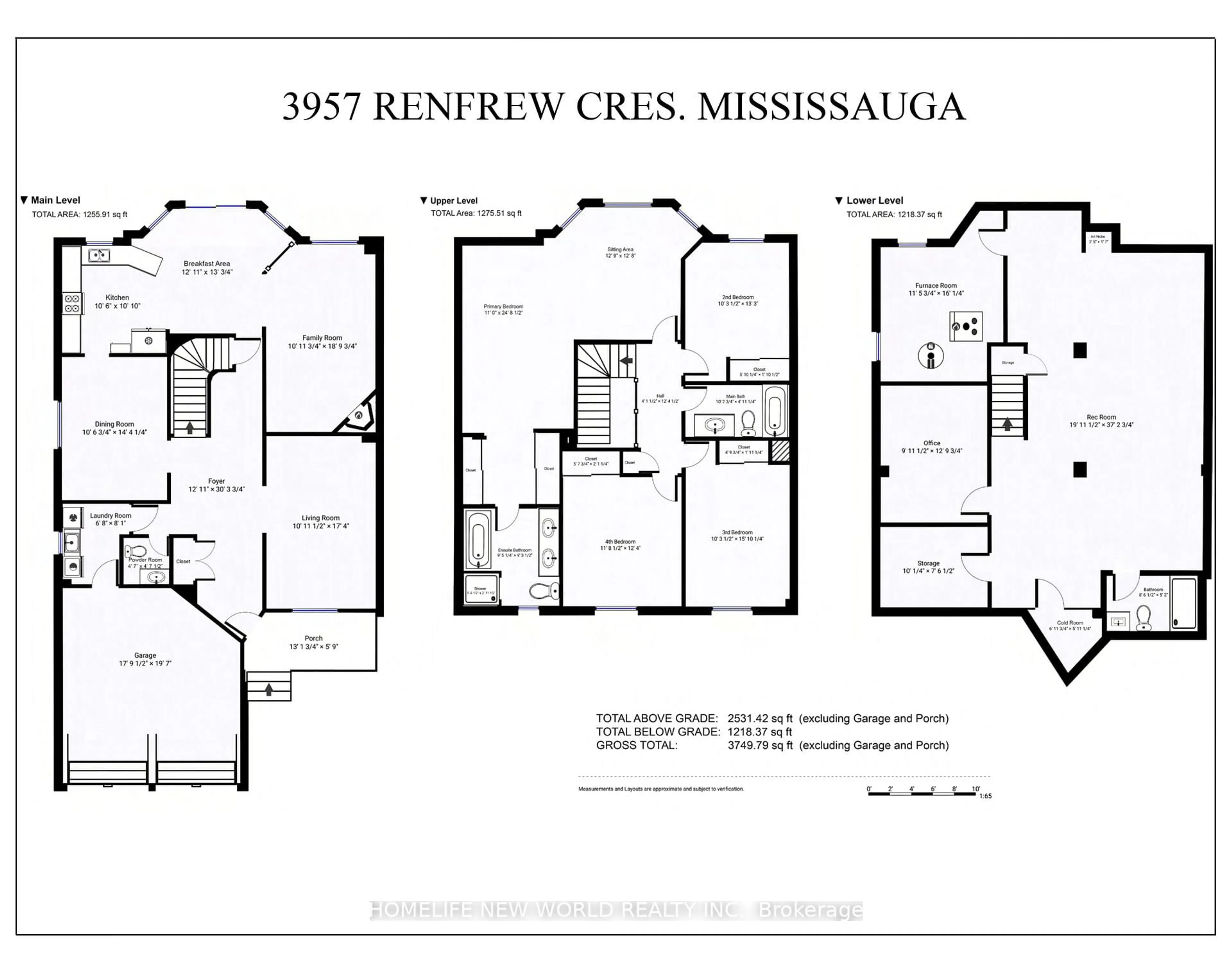 Floor plan for 3957 Renfrew Cres, Mississauga Ontario L5L 4J6