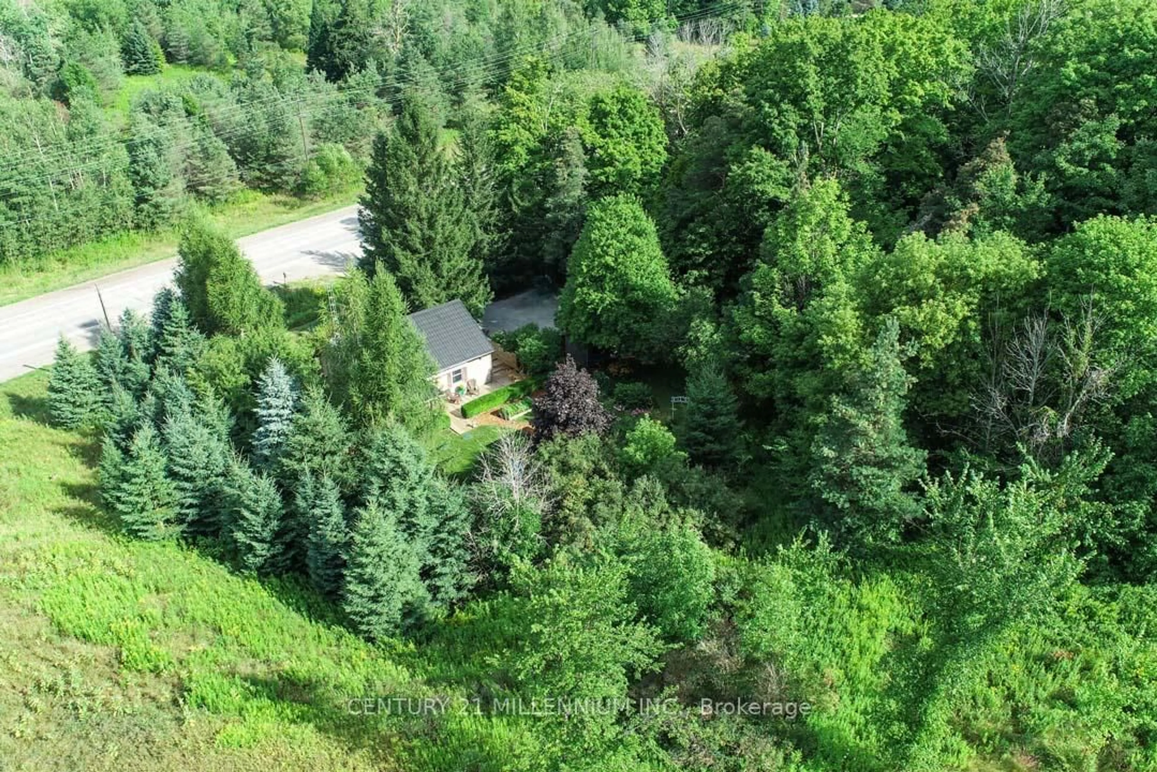 A pic from outside/outdoor area/front of a property/back of a property/a pic from drone, forest/trees view for 707 Charleston Sdrd, Caledon Ontario L7K 0S1