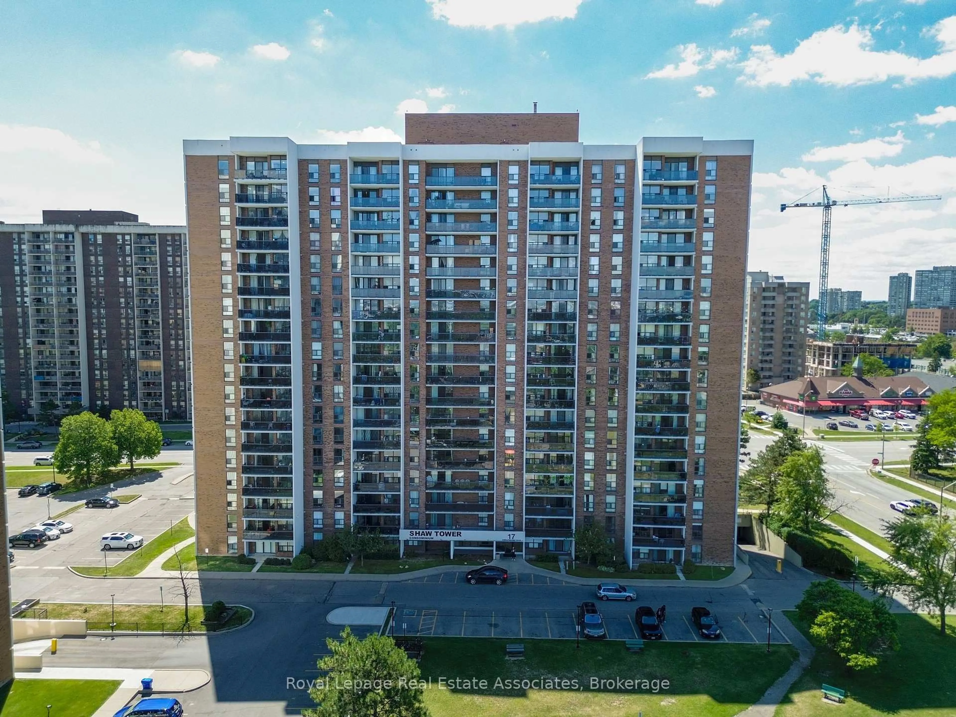 A pic from outside/outdoor area/front of a property/back of a property/a pic from drone, city buildings view from balcony for 17 Knightsbridge Rd #1205, Brampton Ontario L6T 3X9