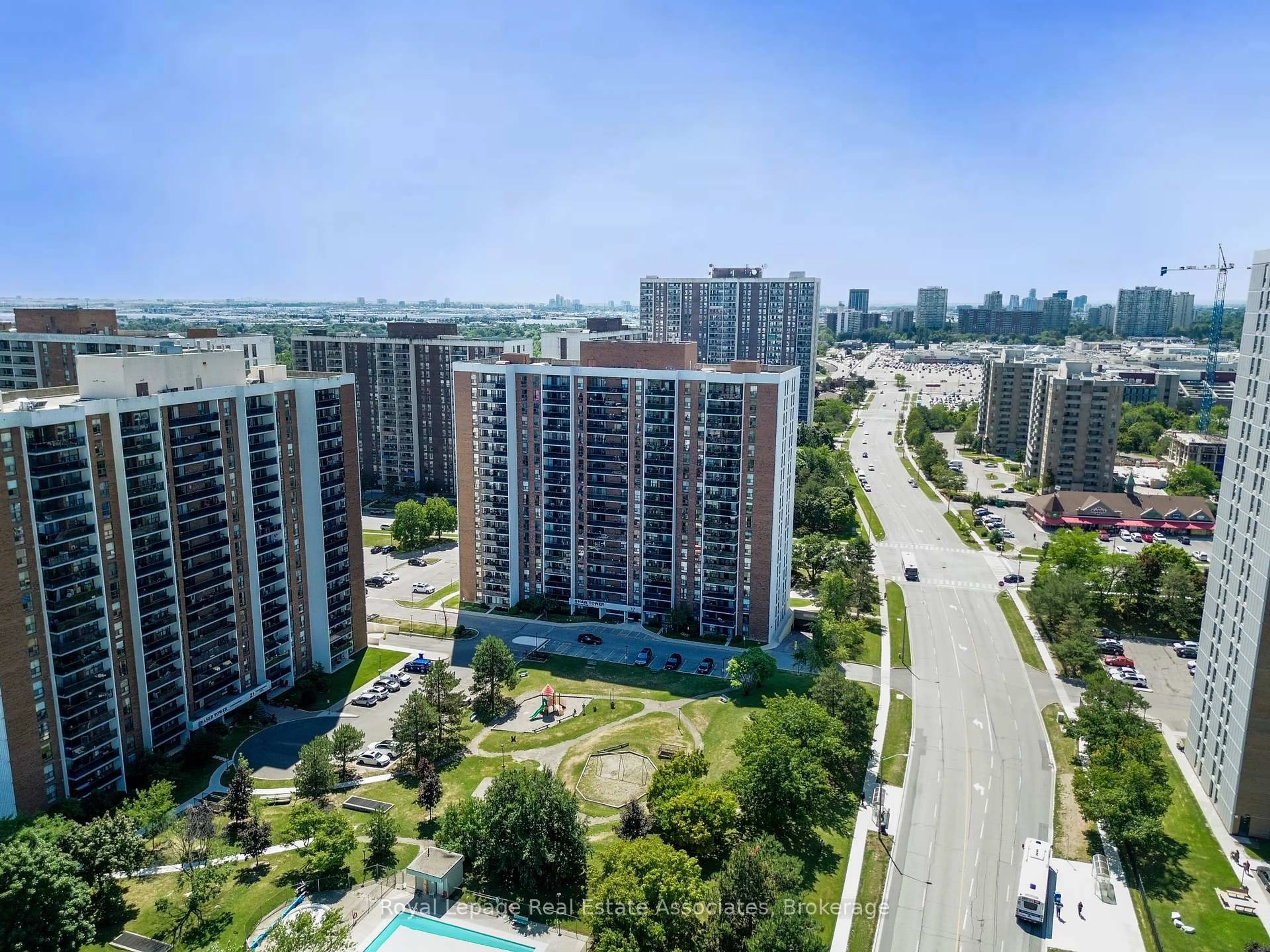 A pic from outside/outdoor area/front of a property/back of a property/a pic from drone, city buildings view from balcony for 17 Knightsbridge Rd #1205, Brampton Ontario L6T 3X9
