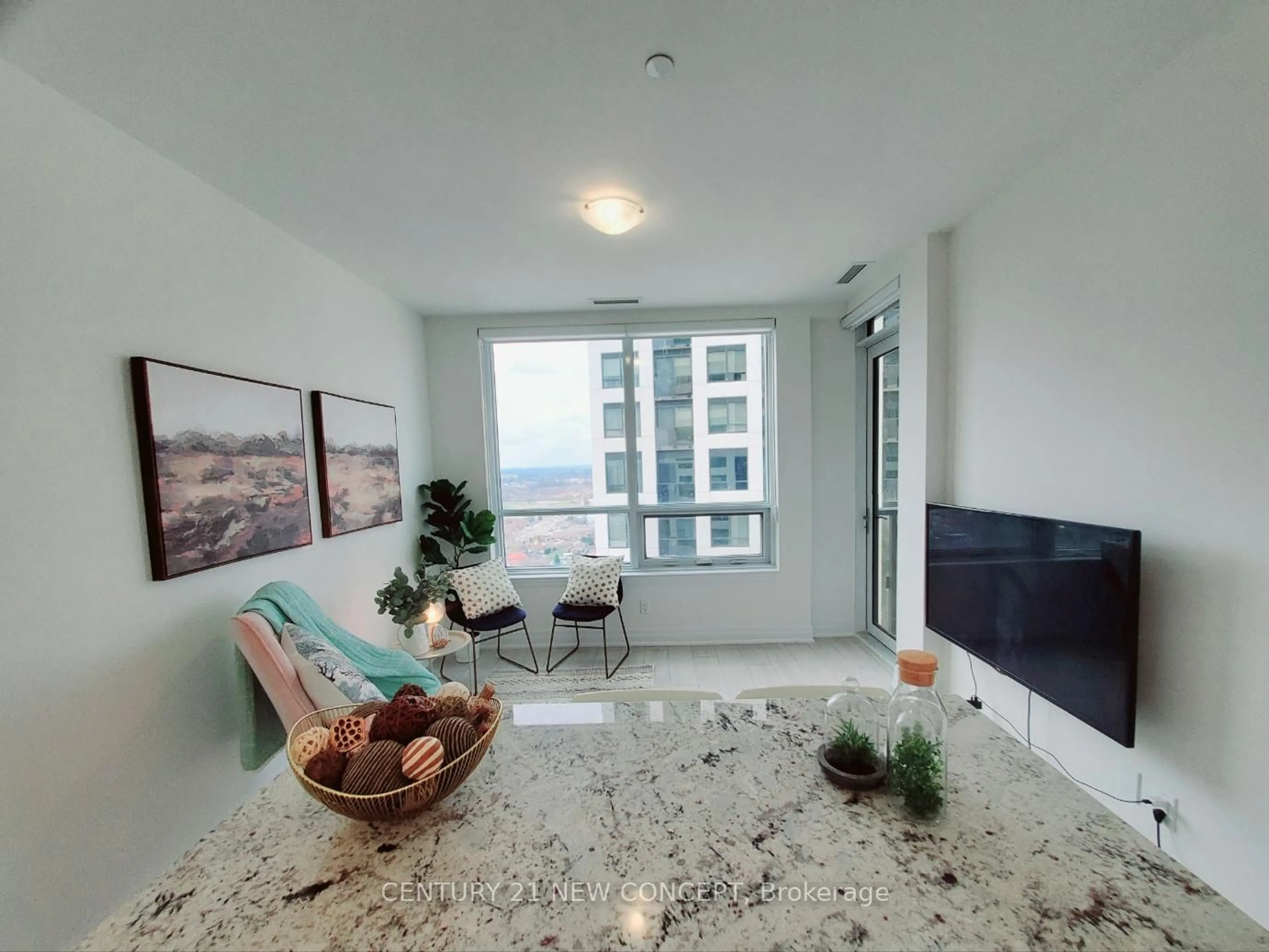 Living room with furniture, unknown for 30 Elm Dr #3008, Mississauga Ontario L5B 0N6