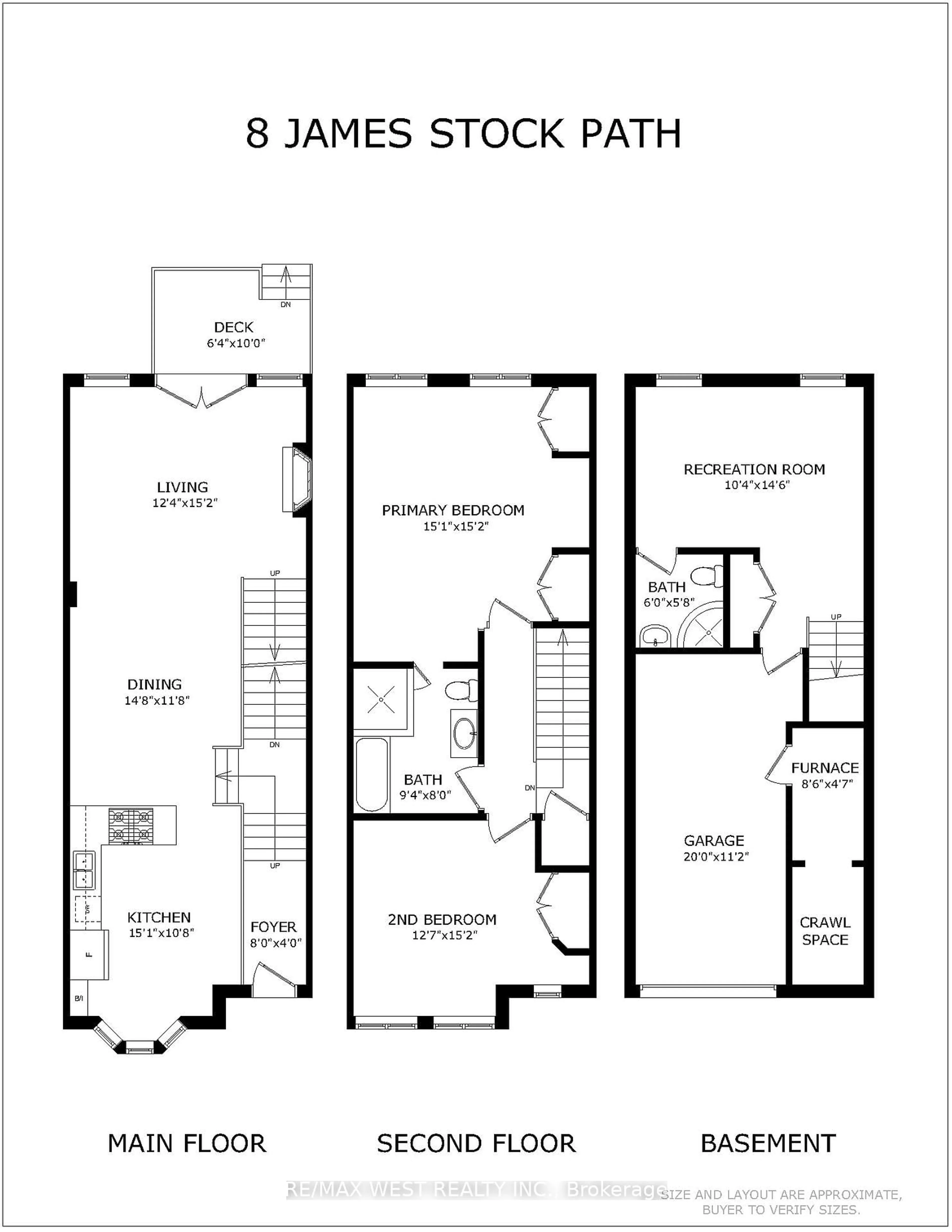Floor plan for 8 James Stock Path, Toronto Ontario M8Z 6C6