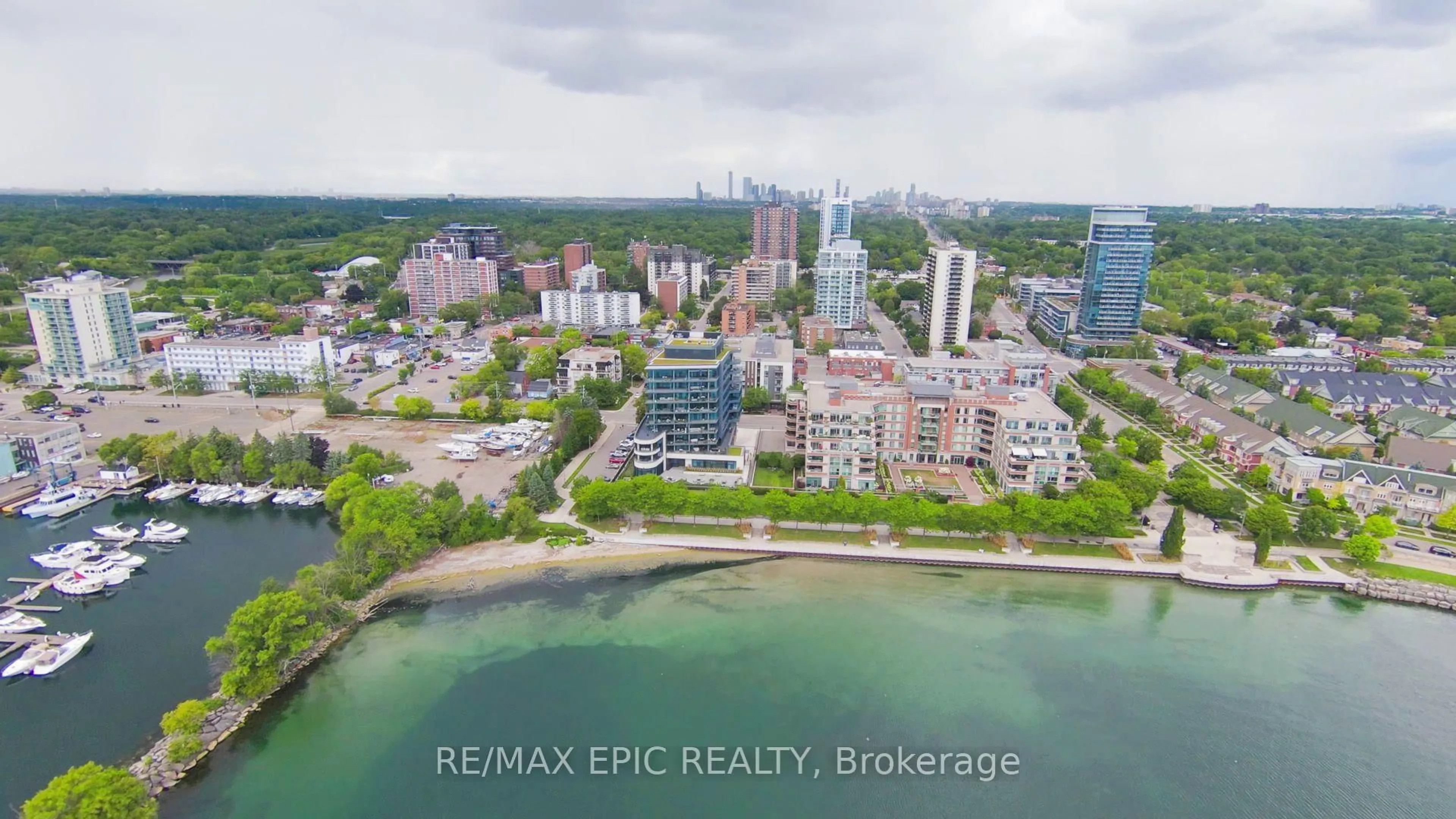A pic from outside/outdoor area/front of a property/back of a property/a pic from drone, water/lake/river/ocean view for 70 Port St #405, Mississauga Ontario L5G 4V8