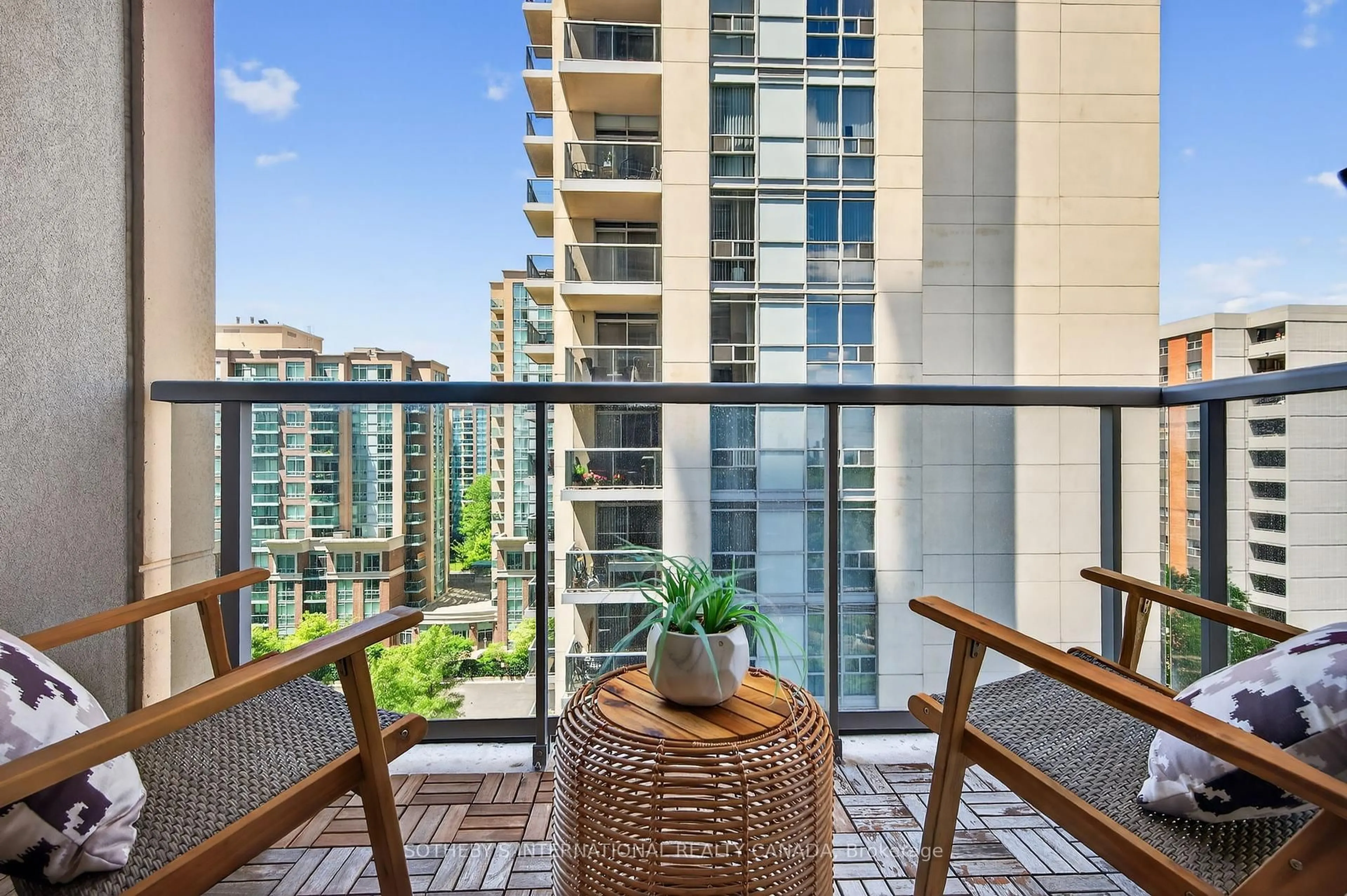 Balcony in the apartment, city buildings view from balcony for 3 Michael Power Pl #902, Toronto Ontario M9A 0A2