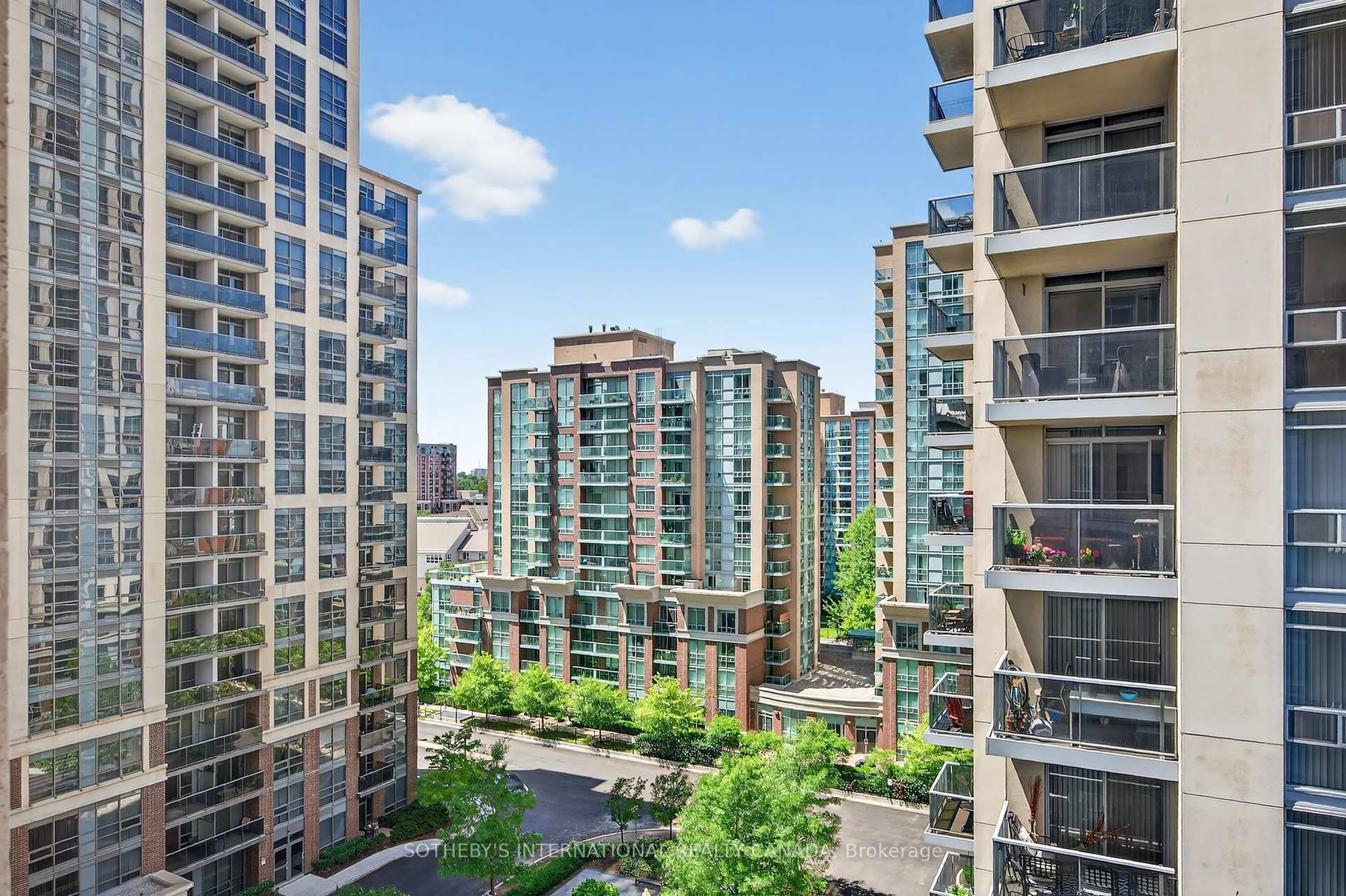 Patio, city buildings view from balcony for 3 Michael Power Pl #902, Toronto Ontario M9A 0A2
